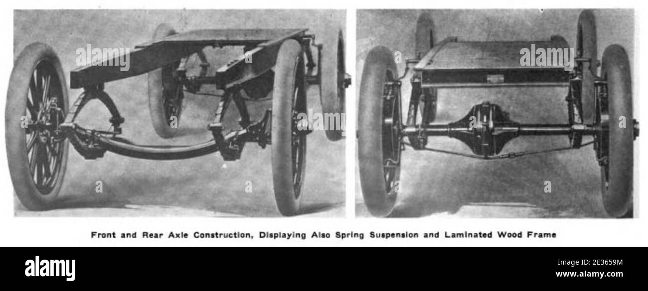 Franklin automobile 1910 - cadre et suspension en bois laminé Banque D'Images