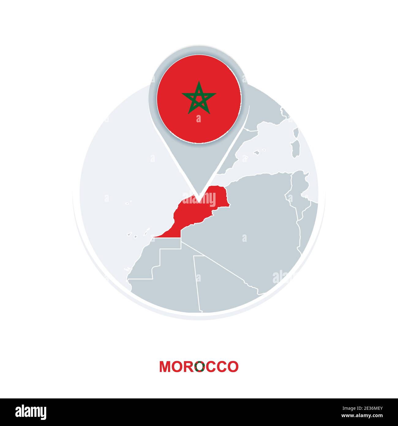 Carte et drapeau du Maroc, icône de carte vectorielle avec Maroc mis en évidence Illustration de Vecteur