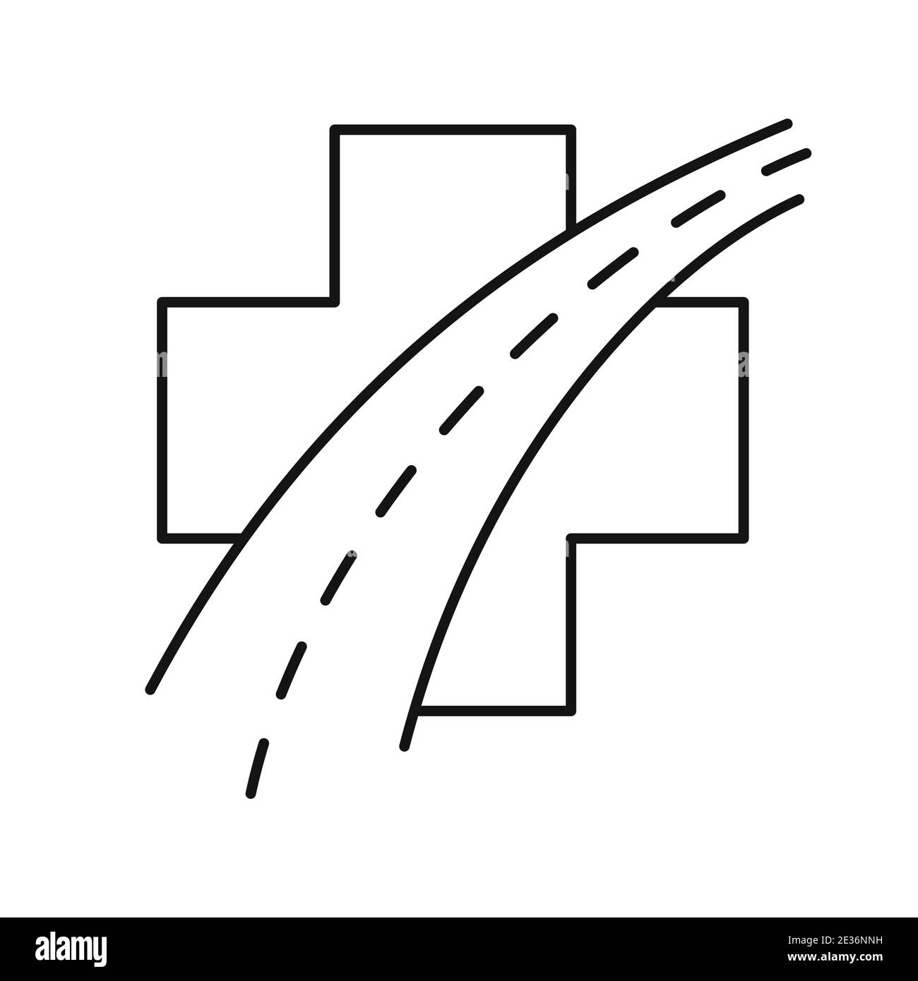 Icône Croix médicale avec icône de route. Illustration vectorielle. Icône conceptuelle abstraite. Icône en croix médicale dans une conception linéaire plate Illustration de Vecteur Icône Croix médicale avec icône de route. Illustration vectorielle. Icône conceptuelle abstraite. Icône en croix médicale dans une conception linéaire plate Illustration de Vecteur
