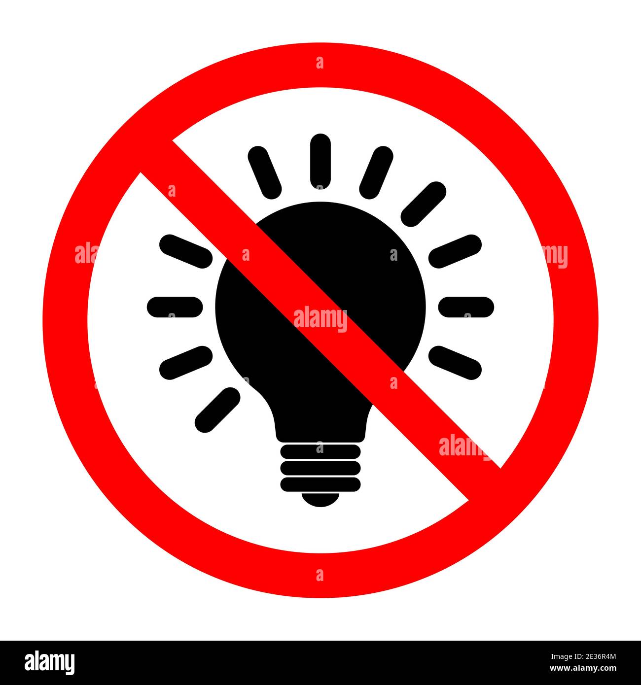 Aucune icône d'ampoule. L'ampoule est interdite. Panneau rond rouge STOP ou  Ban avec icône d'ampoule. Illustration vectorielle. Signe interdit Image  Vectorielle Stock - Alamy