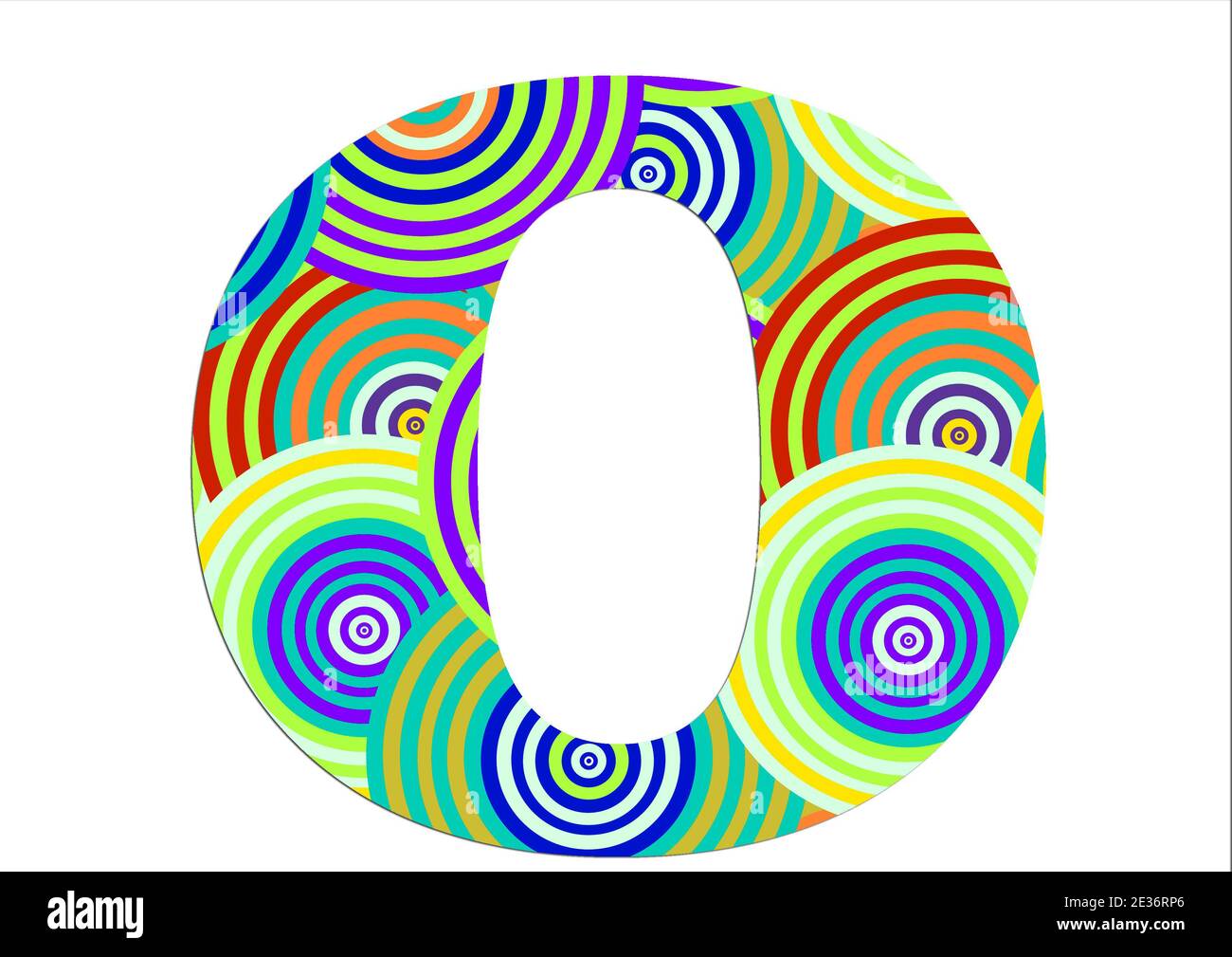 Alphabet O composé de motifs ronds colorés amusants pour la décoration Banque D'Images