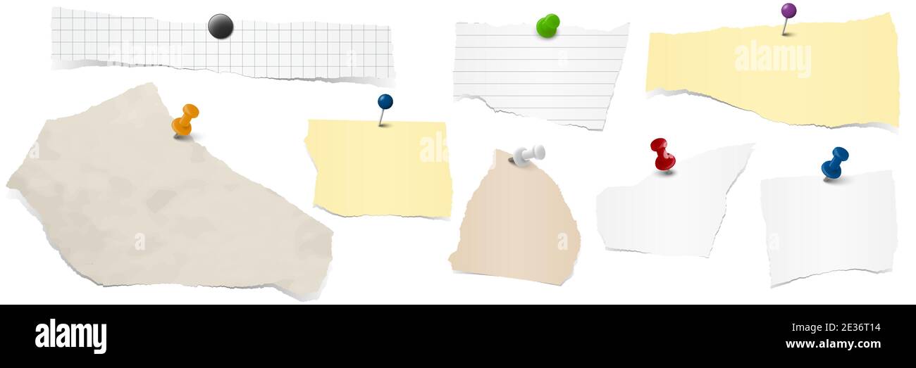 collection de différents morceaux de papier de couleur avec aiguilles à épingles Illustration de Vecteur