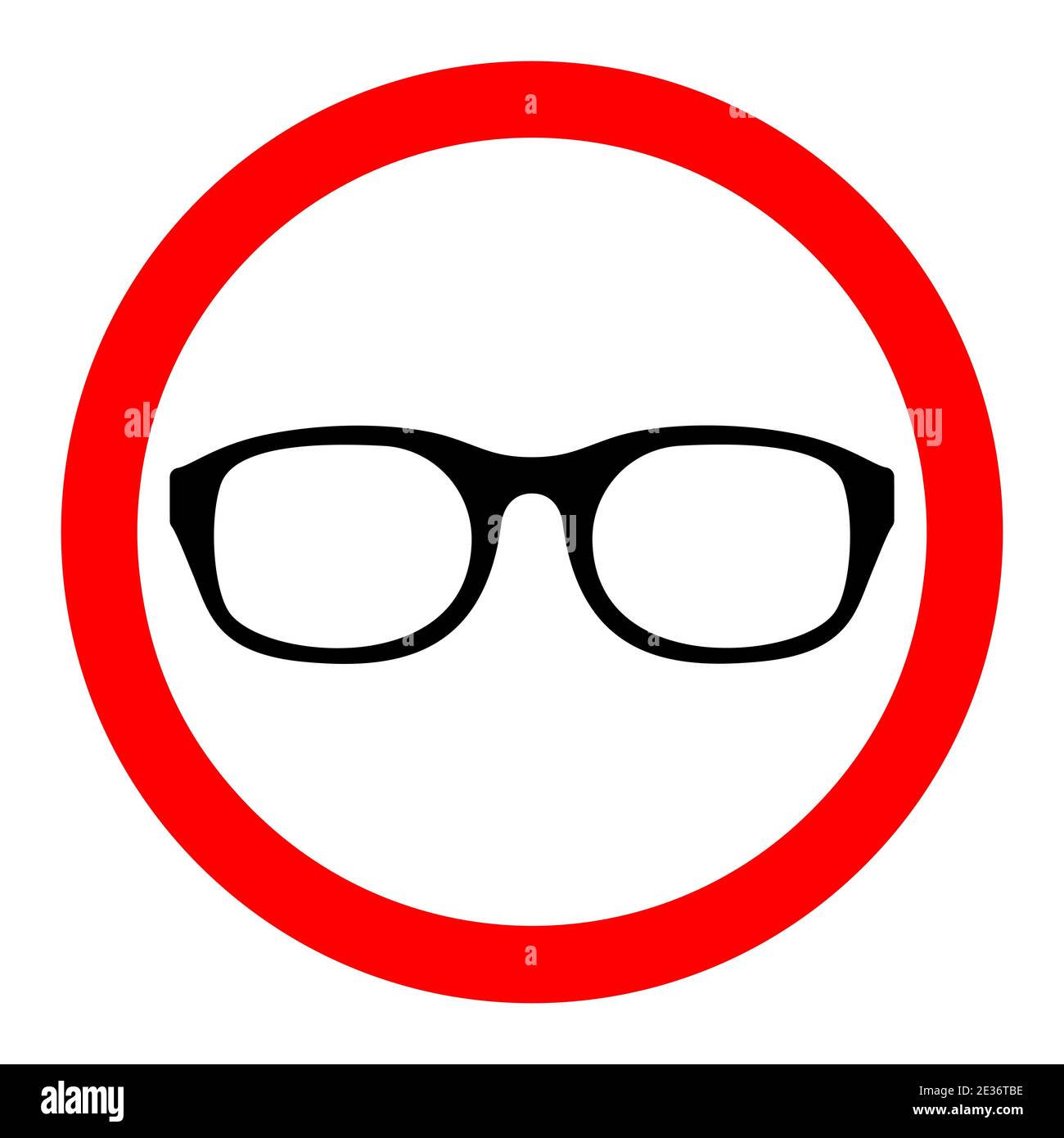 Icône d'interdiction de lunettes. Les lunettes sont interdites. Panneau  rond rouge STOP ou Ban avec icône lunettes. Illustration vectorielle. Pas  d'icône de lunettes de soleil Image Vectorielle Stock - Alamy