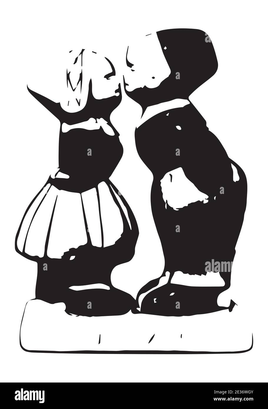 Silhouette de figurines souvenirs hollandaises de garçon et de fille. Illustration vectorielle pour la conception Illustration de Vecteur