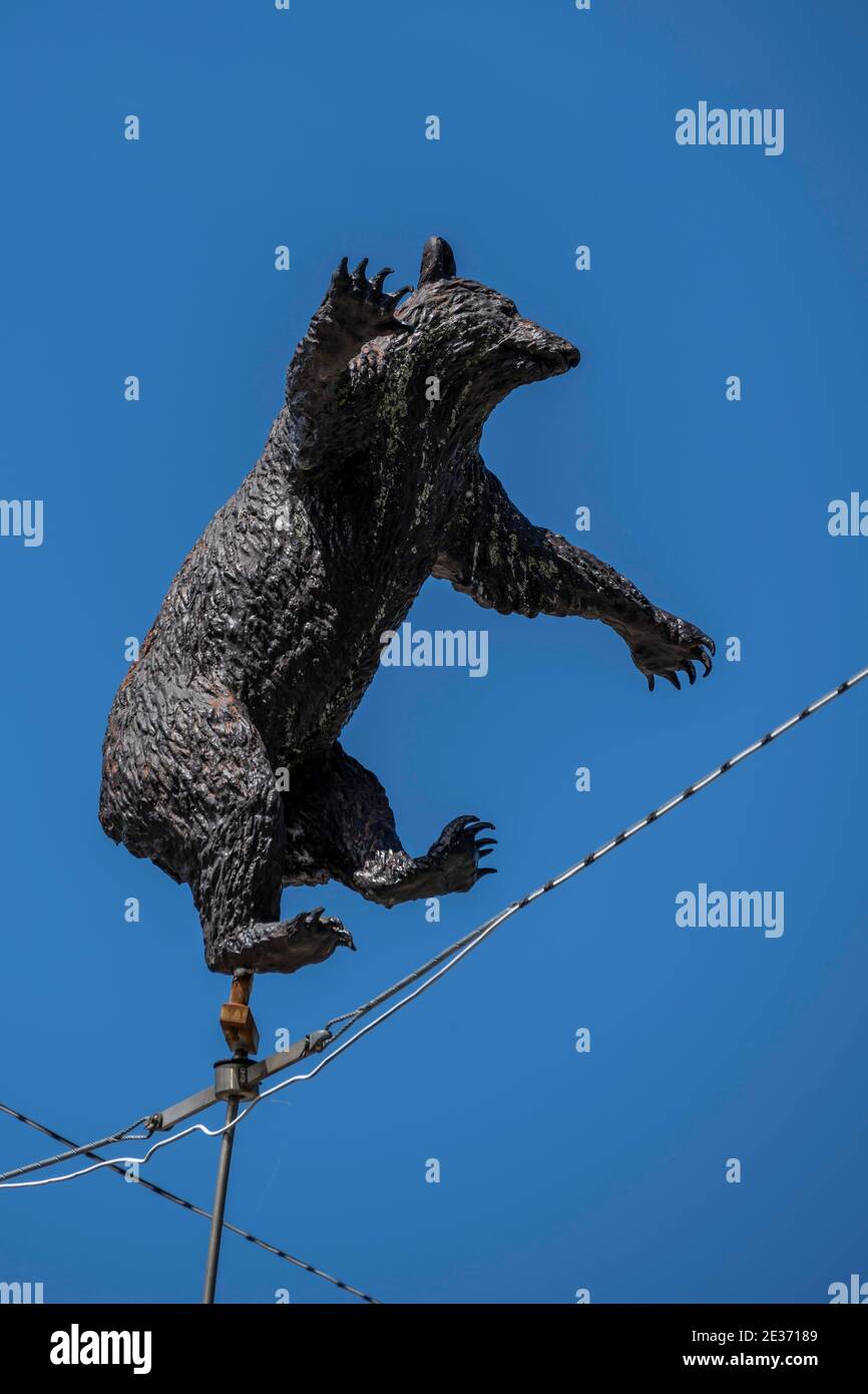 Statue de l'ours bernois dansant sur une corde, animal héraldique, au Bear Pit, Berne, canton de Berne, Suisse Banque D'Images