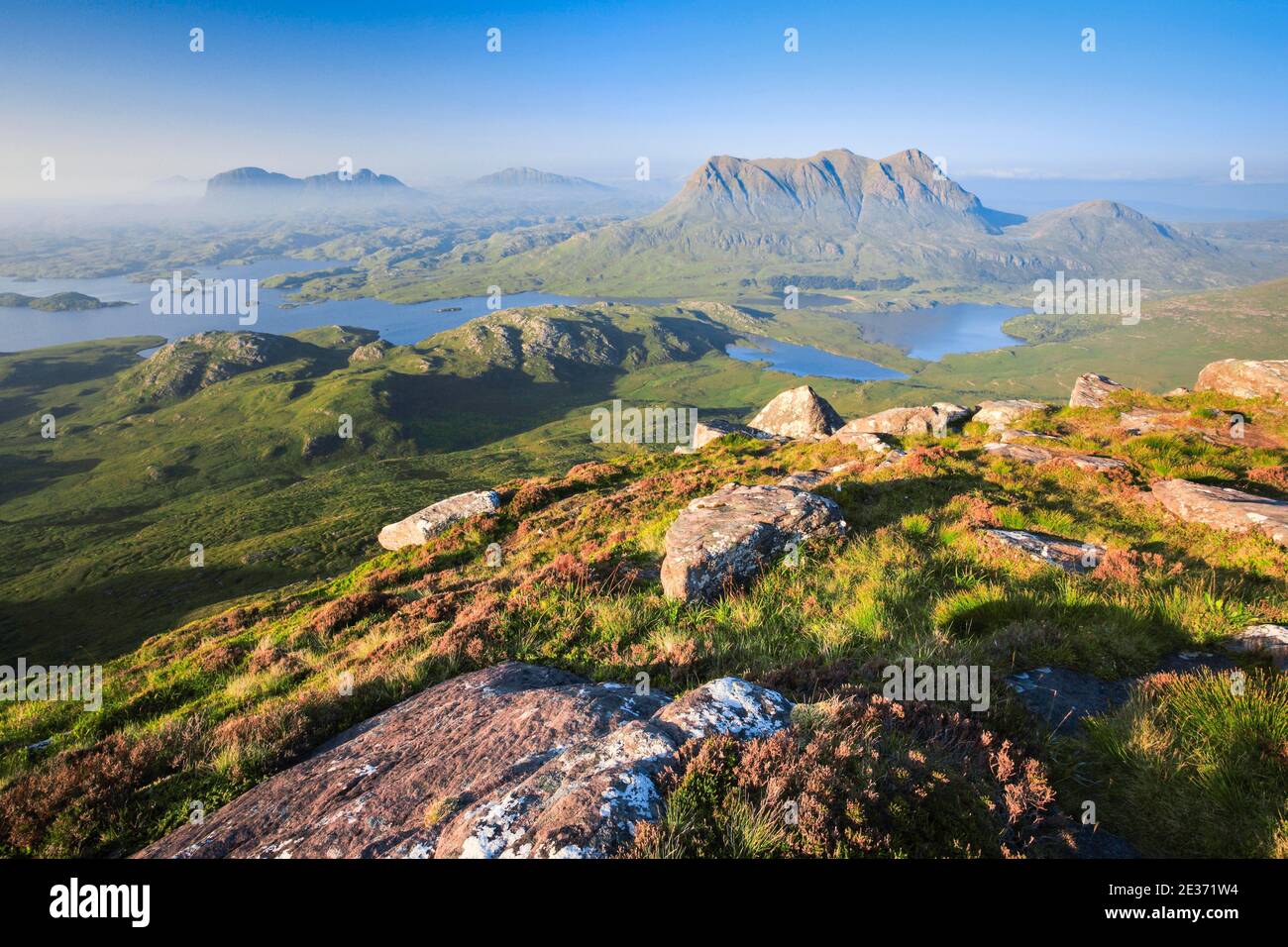 Vue sur Suilven et cul Mor, Sutherland, Écosse, Grande-Bretagne Banque D'Images