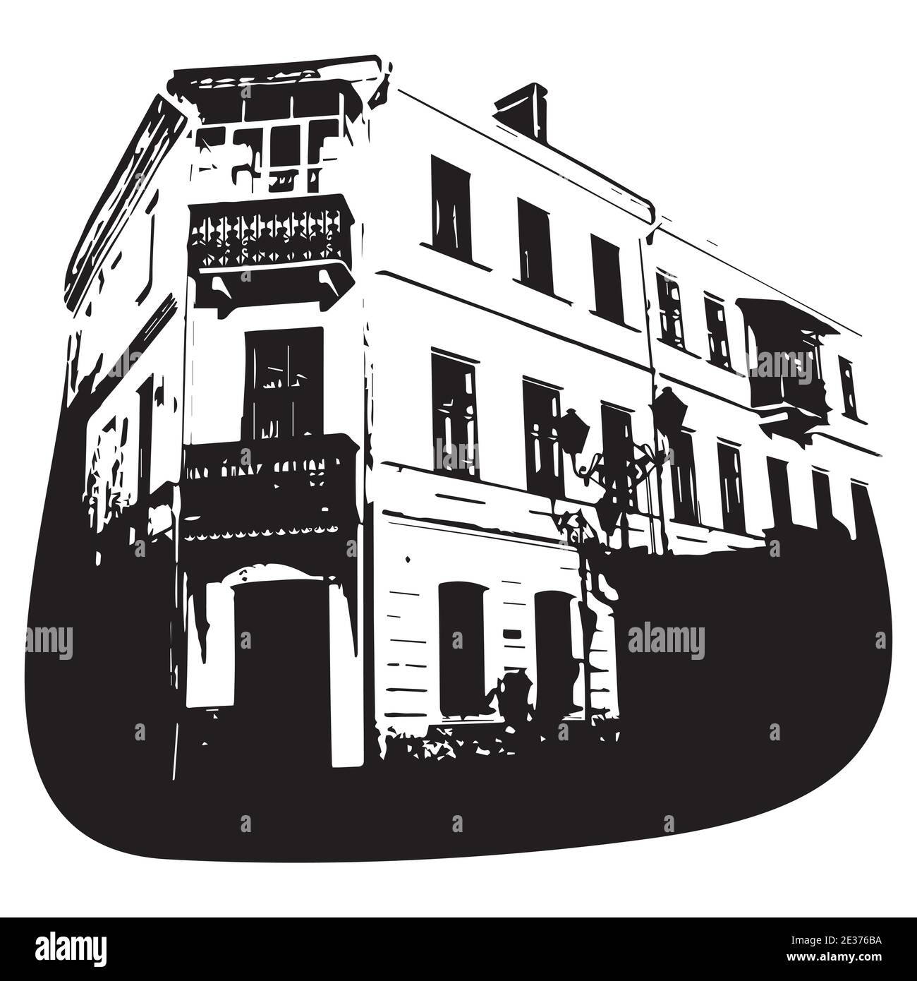 Silhouette d'un ancien bâtiment Illustration vectorielle pour la conception Illustration de Vecteur