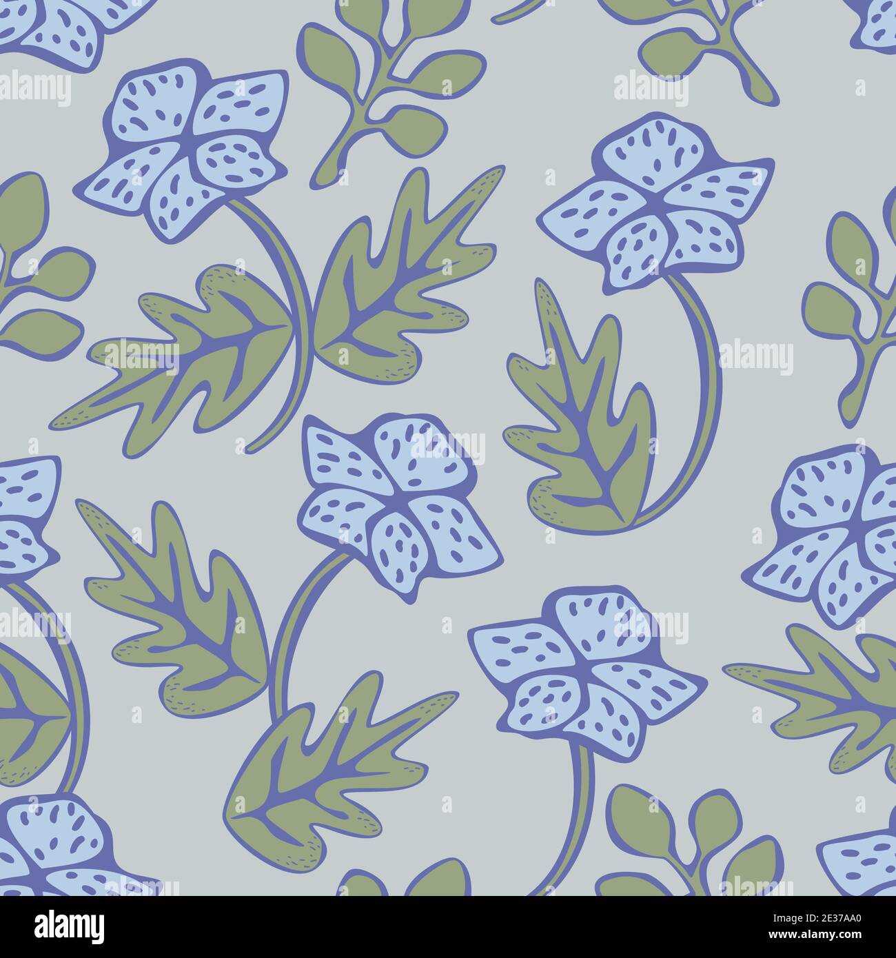 Motif vectoriel sans couture de fleurs abstraites en fleurs. Motif botanique avec fleurs sur les branches. Illustration de Vecteur