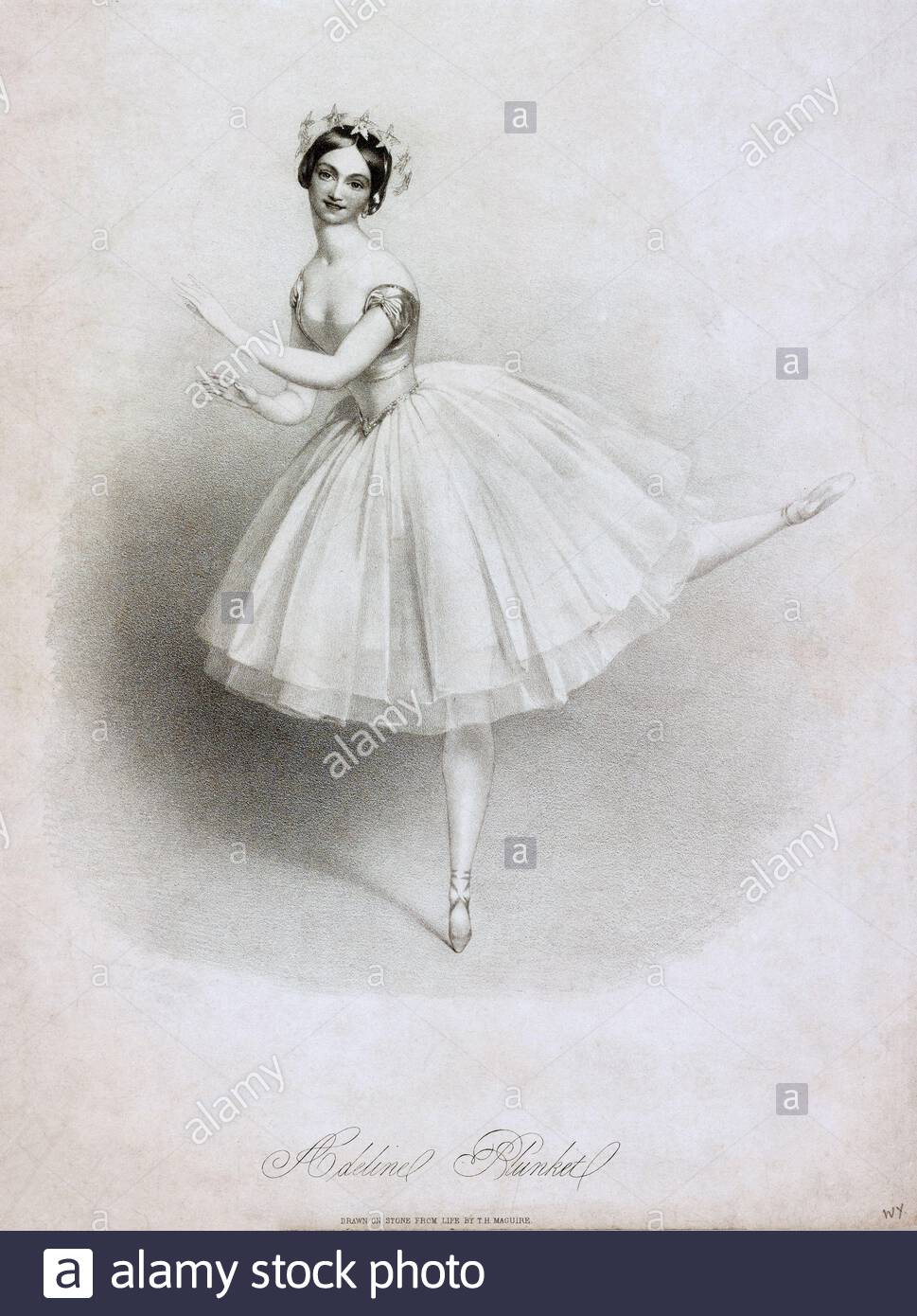 Marie-Adeline Plunkett, de 1824 à 1910 ans, est une star ballerine du Ballet de l'Opéra de Paris de 1845 à 1857, illustration ancienne de 1847 Banque D'Images