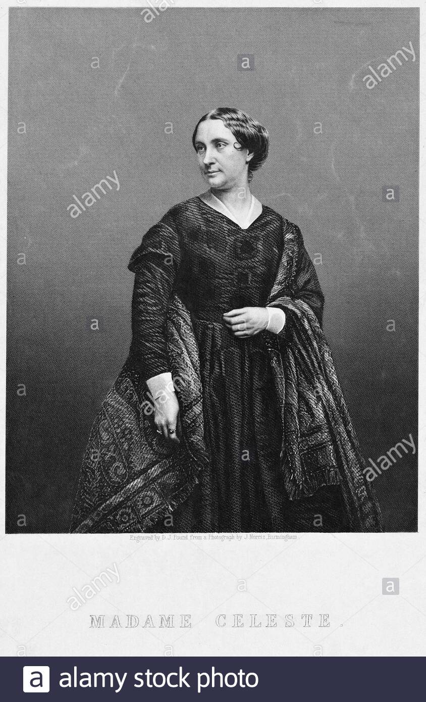 Madame Céleste portrait, 1815 – 1882, était une danseuse et actrice française qui a connu un succès sur la scène de Londres et lors de ses quatre tournées de l'Amérique, photographie vintage de 1860 Banque D'Images