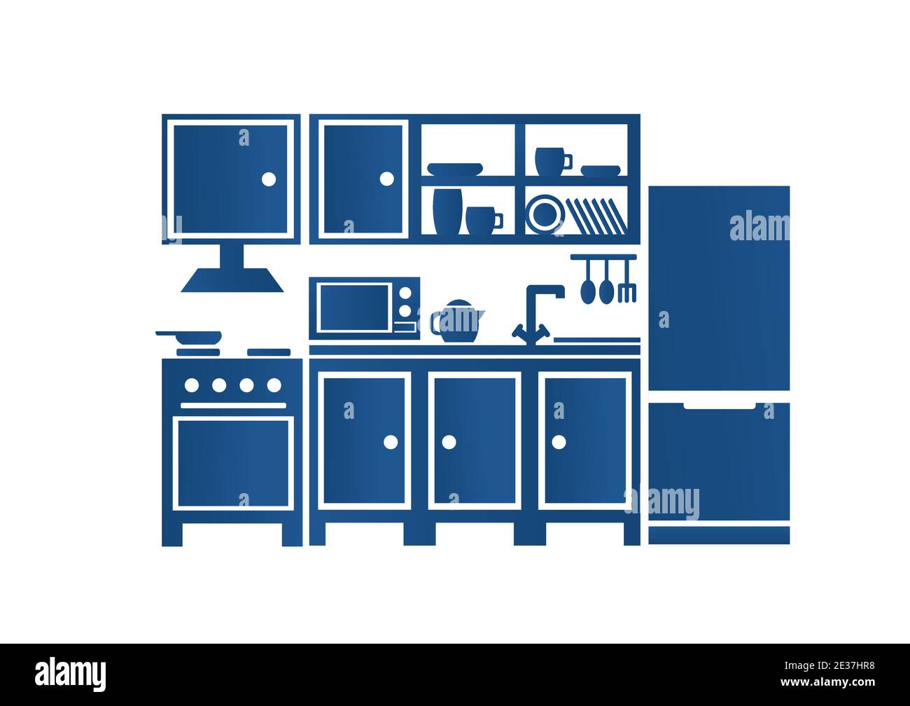 Un ensemble de cuisine avec divers articles Illustration de Vecteur