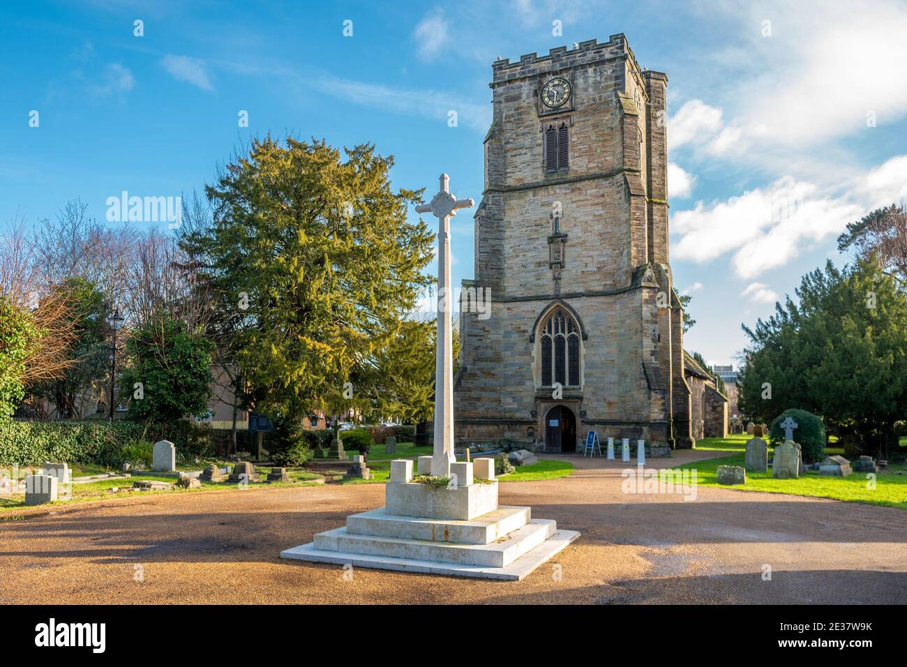 Crawley, 17 janvier 2021 : église St John's dans le centre-ville de Crawley Banque D'Images