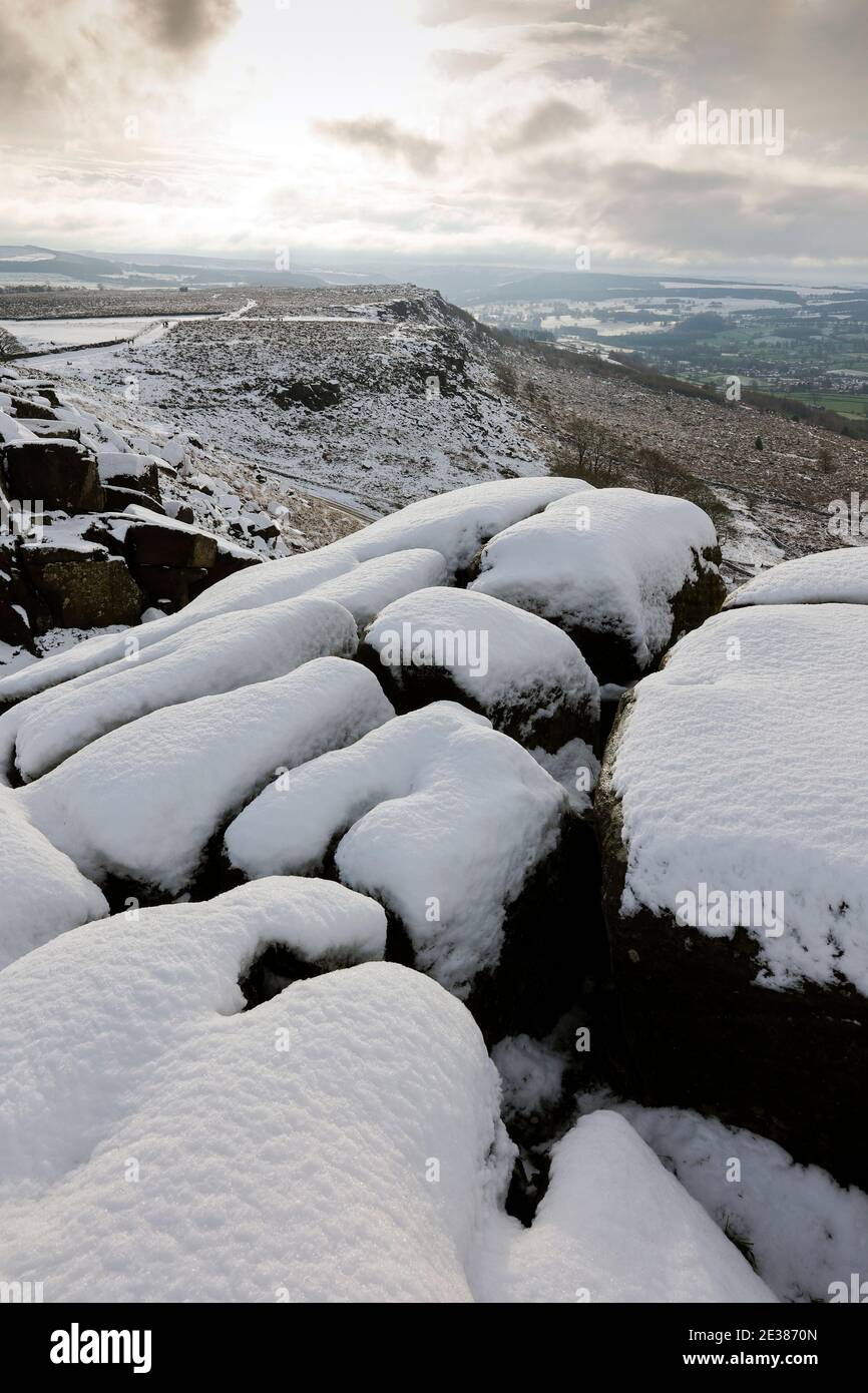 Peak District Derbyshire après une forte neige janvier 2021 Banque D'Images
