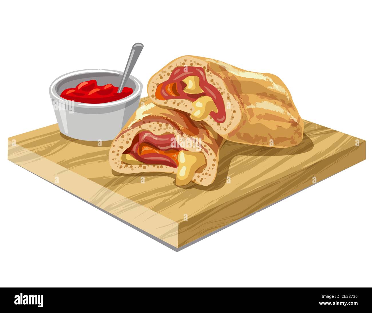 illustration de la pizza coupée en tranches de stromboli avec sauce tomate sur bois carte Illustration de Vecteur illustration de la pizza coupée en tranches de stromboli avec sauce tomate sur bois carte Illustration de Vecteur