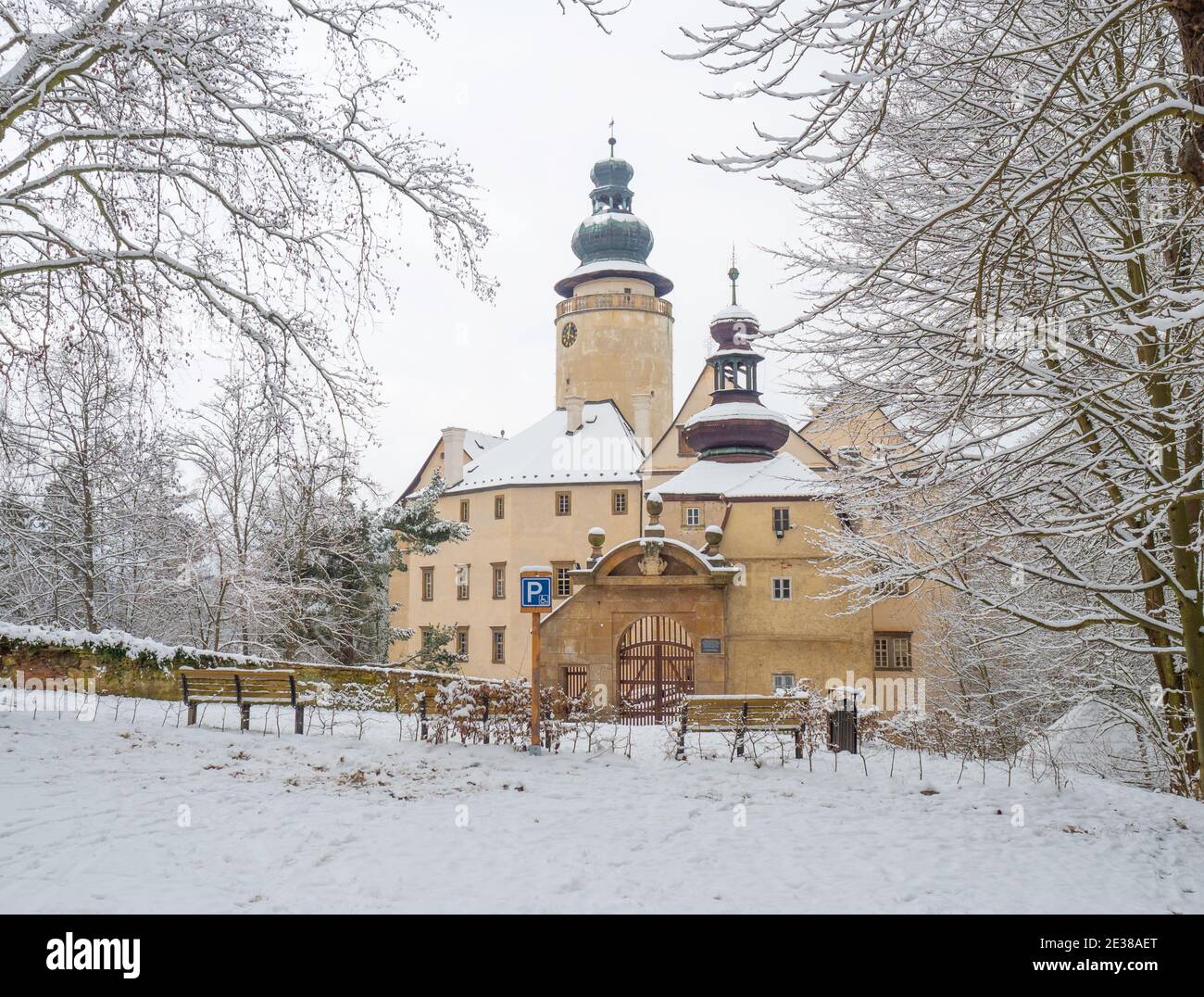 Hiver Château de Lemberk près de Jablonne v Podjestedi, Bohême du Nord, République Tchèque Banque D'Images