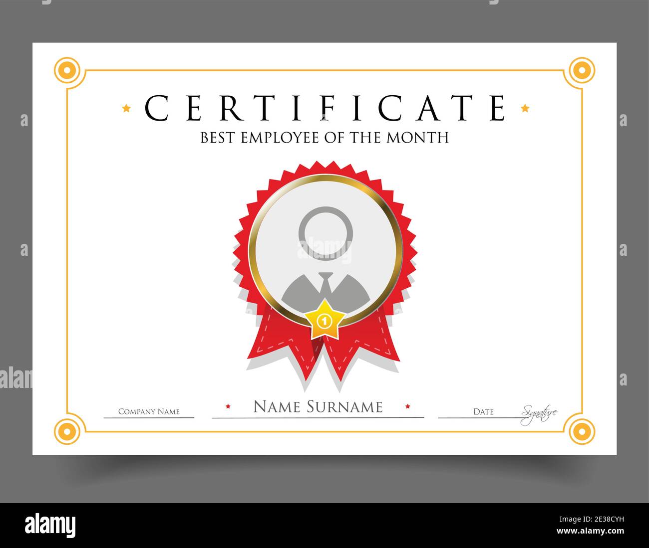 Modèle de certificat du meilleur employé du mois Illustration de Vecteur