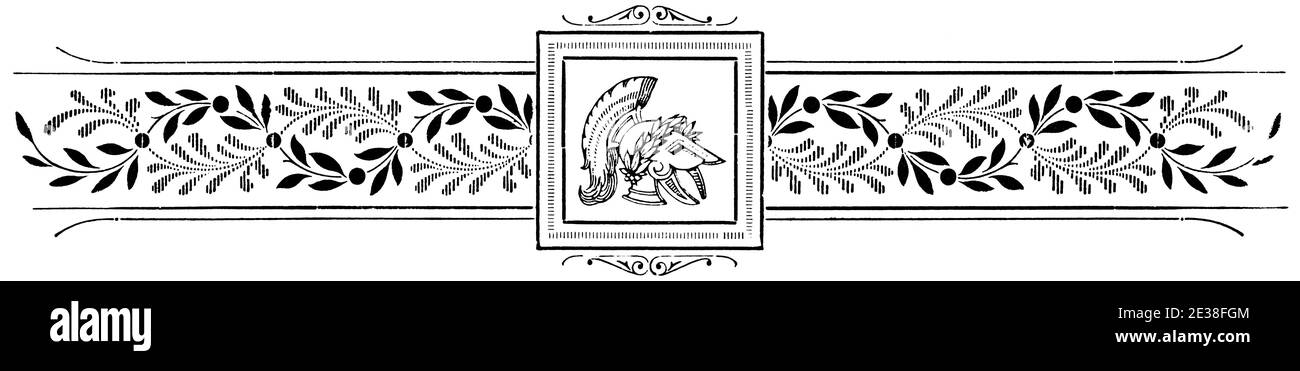 Décoration abstraite, séparateur de chapitre dans un livre. Illustration du XIXe siècle. Fond blanc. Banque D'Images