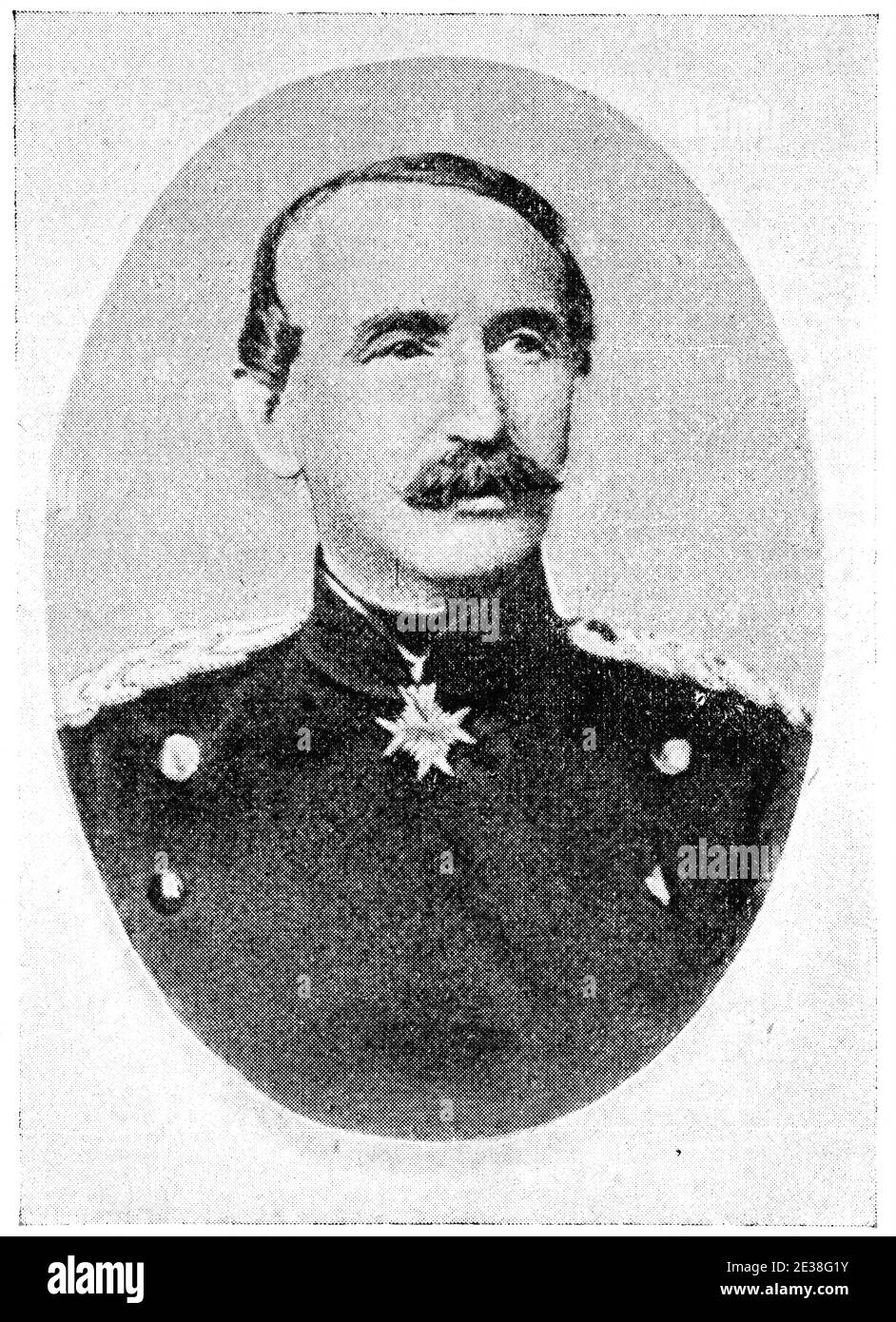 Portrait de Reimar Constantin von Alvensleben - général prussien (et plus tard allemand impérial). Illustration du 19e siècle. Allemagne. Arrière-plan blanc. Banque D'Images