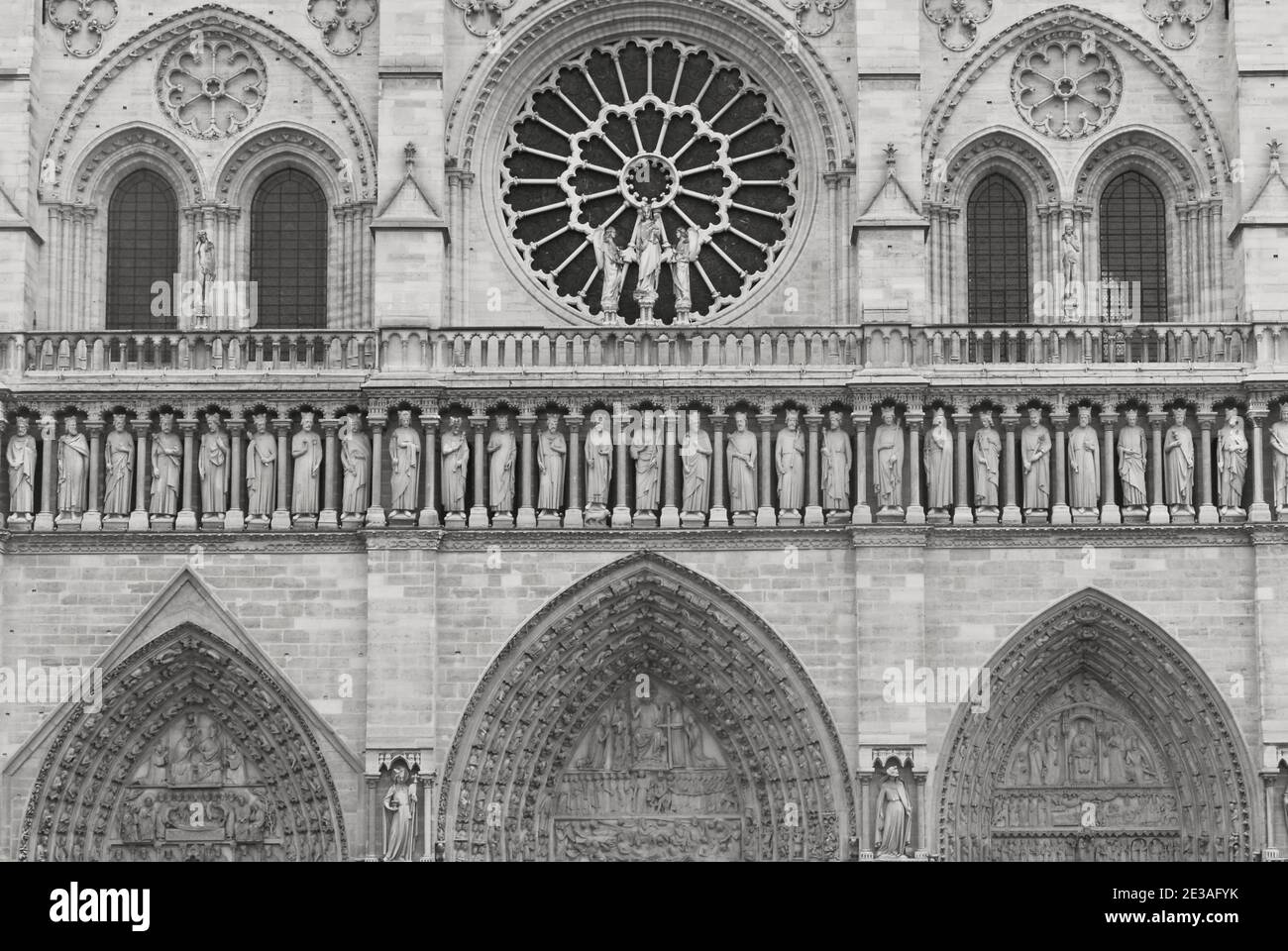 Cathédrale notre-Dame de Paris, France (2008, noir et blanc) Banque D'Images