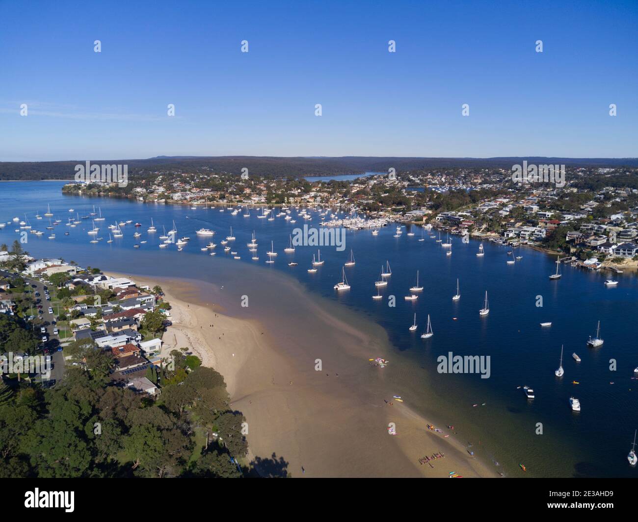 Antenne de yachts et de maisons de luxe en polices d'eau le long de Port Hacking Cronulla Sutherland Shire Nouvelle-Galles du Sud Australie Banque D'Images