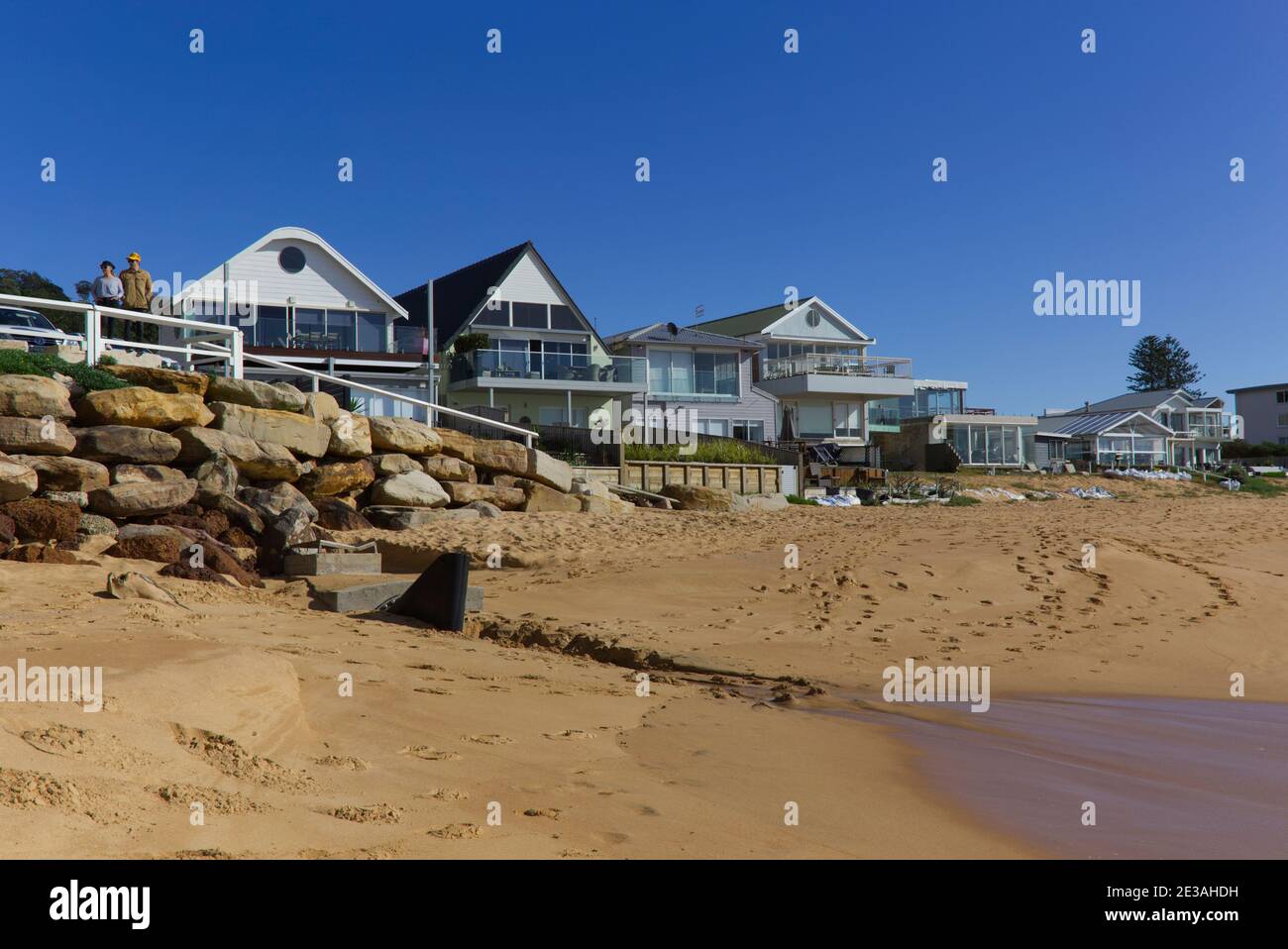 Érosion côtière de la plage de Collaroy sur les plages du Nord De Sydney Australie Banque D'Images