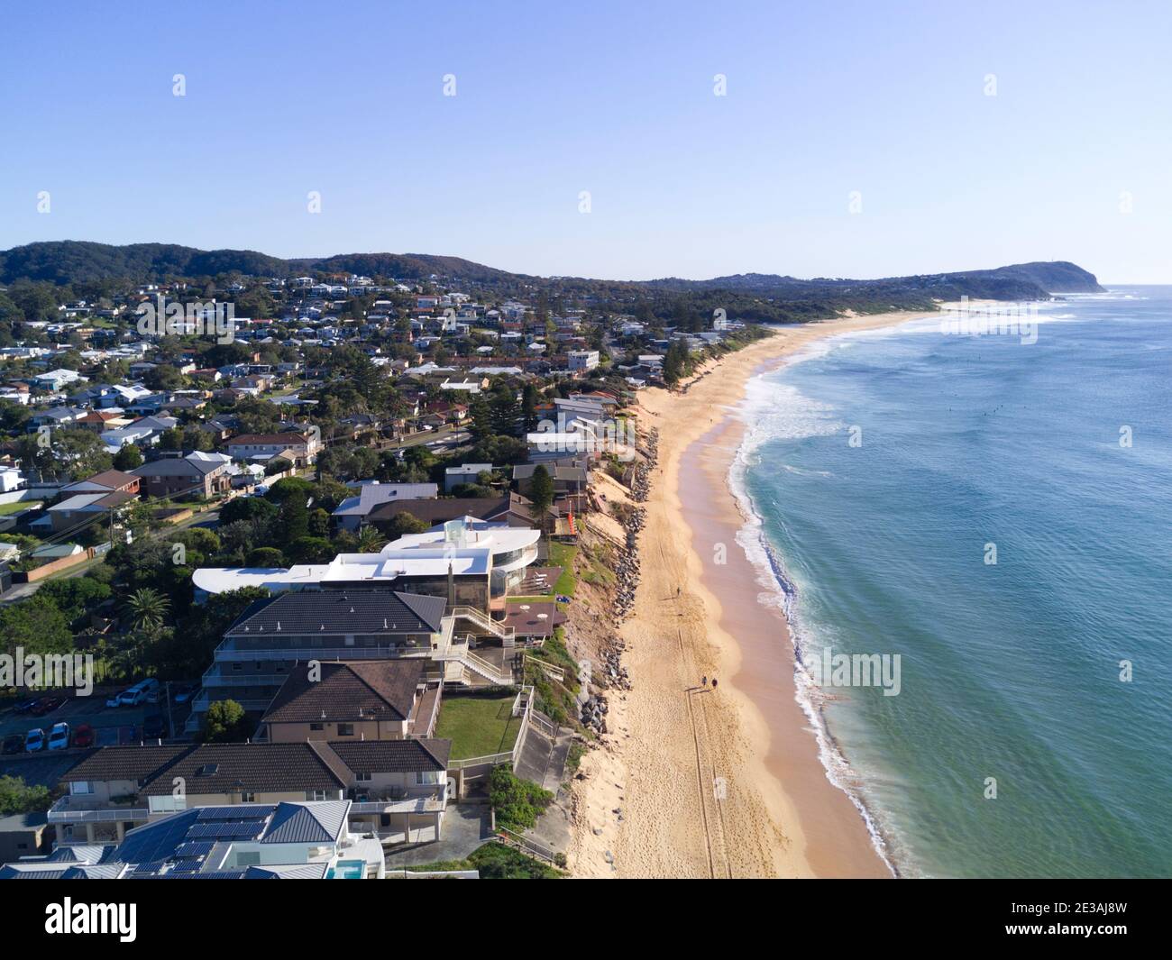 Antenne de Wamberal Beach sur la côte centrale de la Nouvelle-Galles du Sud Australie. Banque D'Images