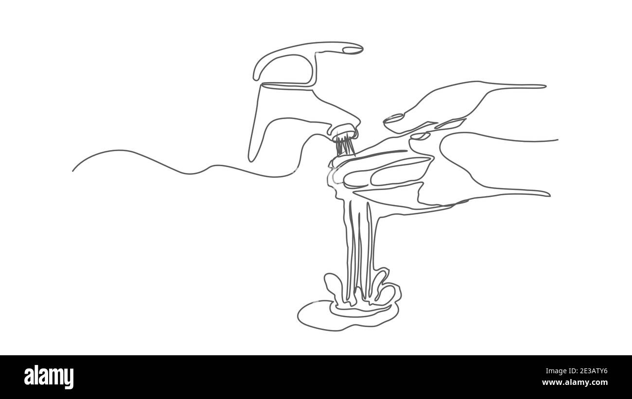 illustration vectorielle de ligne unique modifiable de la main de lavage Illustration de Vecteur