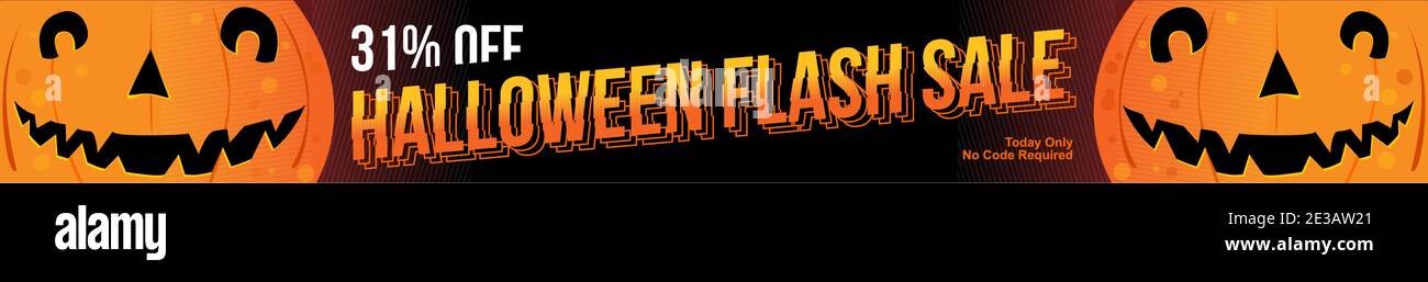 solde flash halloween 31 % de réduction. aujourd'hui seulement aucun code requis. illustration vectorielle de promotion de bannière de taille standard Illustration de Vecteur