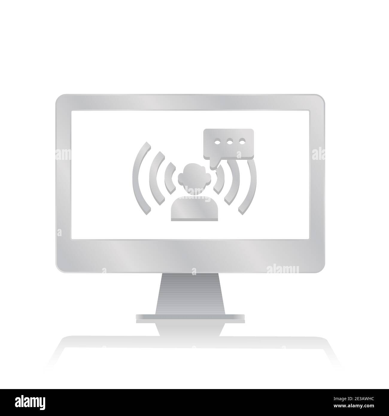 séminaire en ligne formation à l'intérieur d'un écran vierge moniteur d'ordinateur avec réflexion illustration moderne minimaliste de vecteur d'icône Illustration de Vecteur