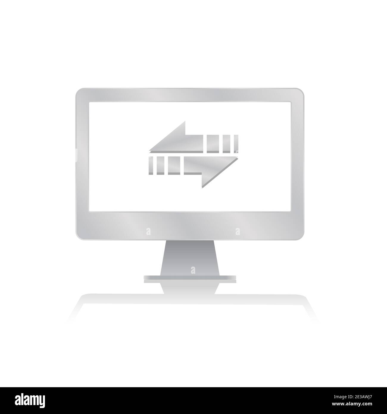 basculer l'icône de transfert de flèche à l'intérieur d'un écran vierge moniteur d'ordinateur avec réflexion minimaliste icône illustration vectorielle moderne Illustration de Vecteur