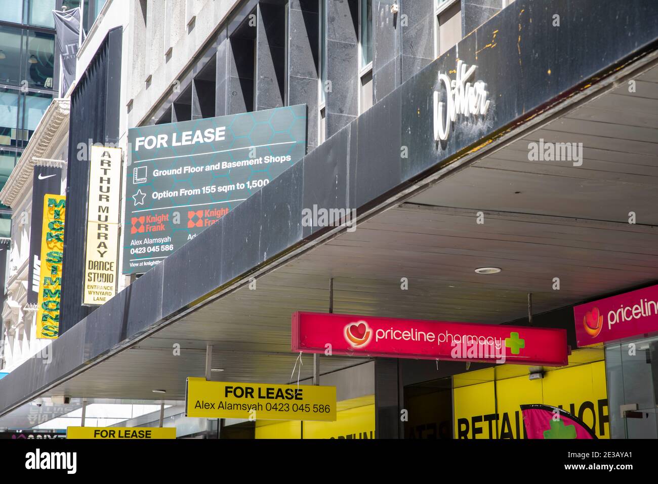 Sydney High Street Retail Units boutiques à louer à George Street Sydney, Australie Banque D'Images