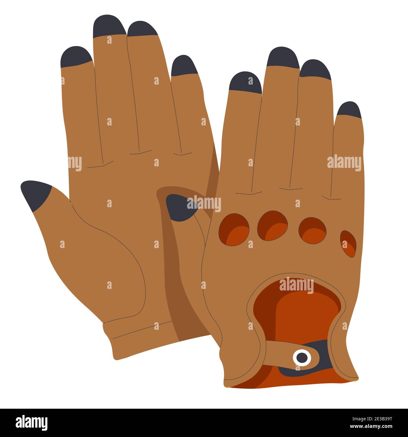 Gants en cuir marron tendance, icône isolée des moufles pour le temps froid  et les saisons. Vêtements ou accessoires de protection pour l'automne ou le  printemps. Cl. Tendance Image Vectorielle Stock -