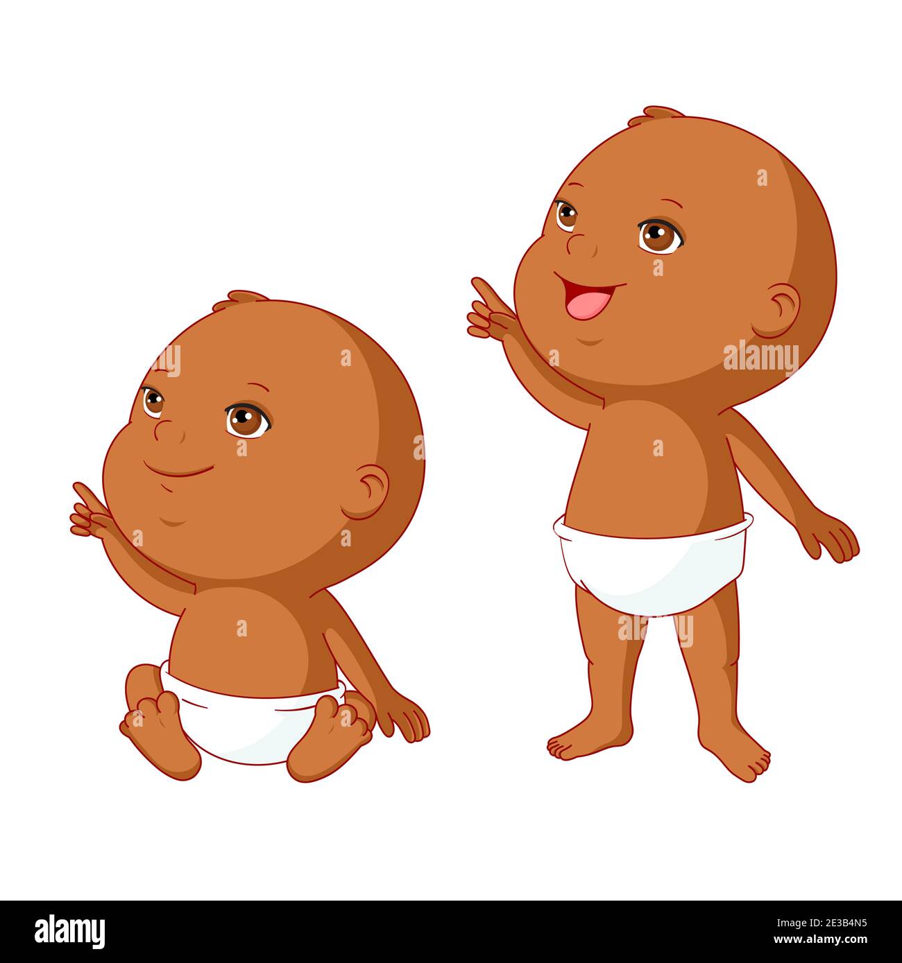 Ensemble De Bebe Mignon Petit Africain Dans La Couche Regardant Vers Le Haut Enfant Curieux Selectionne Par Pointage Collection De Personnages De Dessins Animes Pour Tout Petits Illustration Vectorielle Image Vectorielle Stock