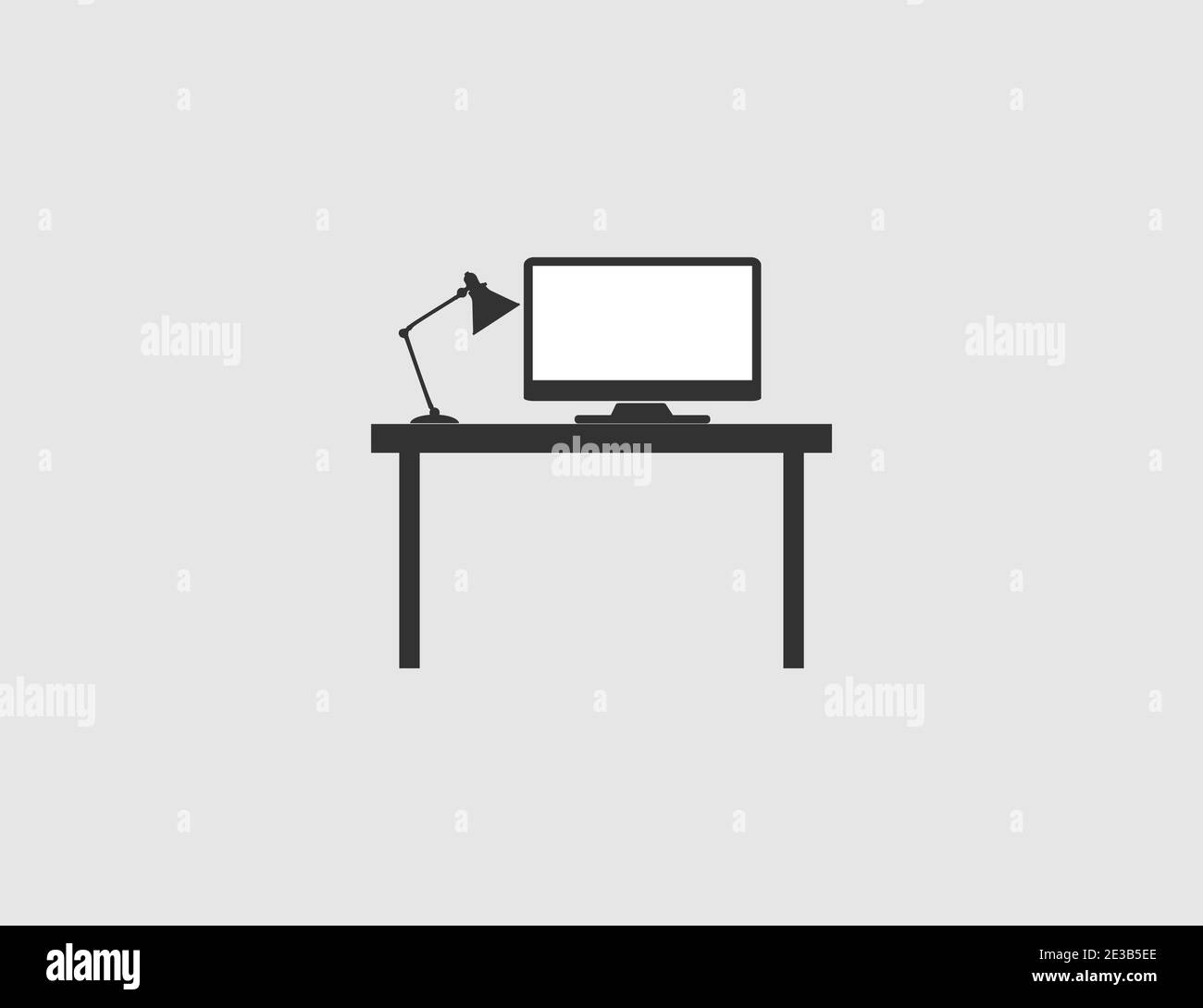 Table de bureau, intérieur, icône du lieu de travail. Illustration vectorielle, conception plate. Illustration de Vecteur