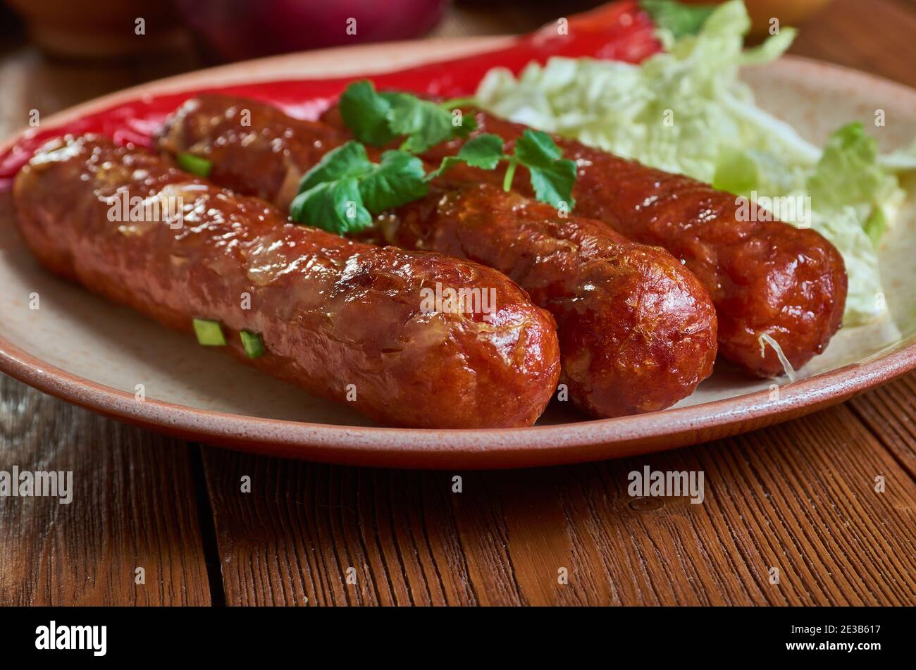 Brauauge Sausage - porc traditionnel Hertfordshire Butchers, saucisses de qualité supérieure et viande de saucisse. Banque D'Images