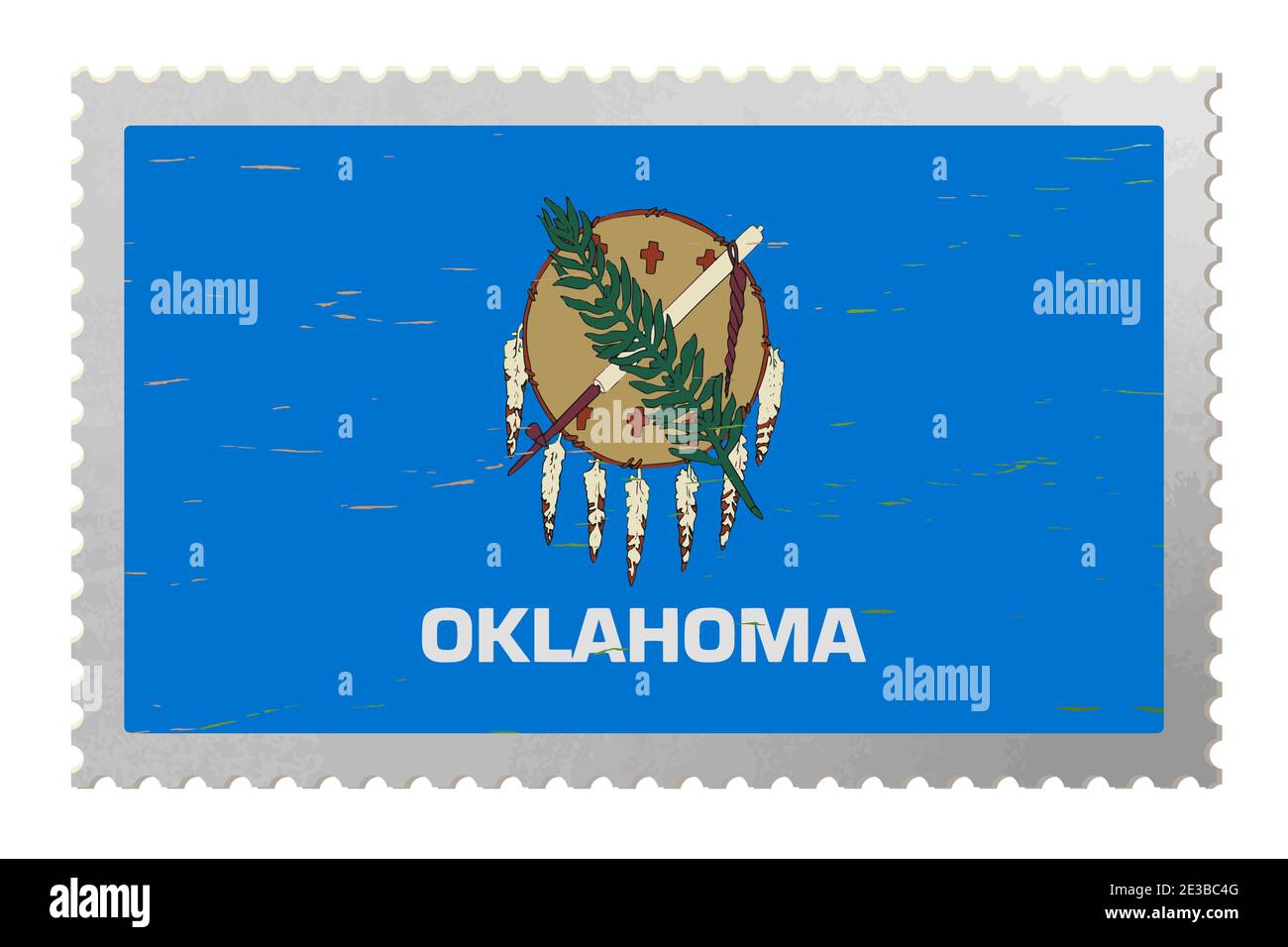 Drapeau des États-Unis d'Oklahoma sur l'ancien timbre-poste, vecteur Illustration de Vecteur