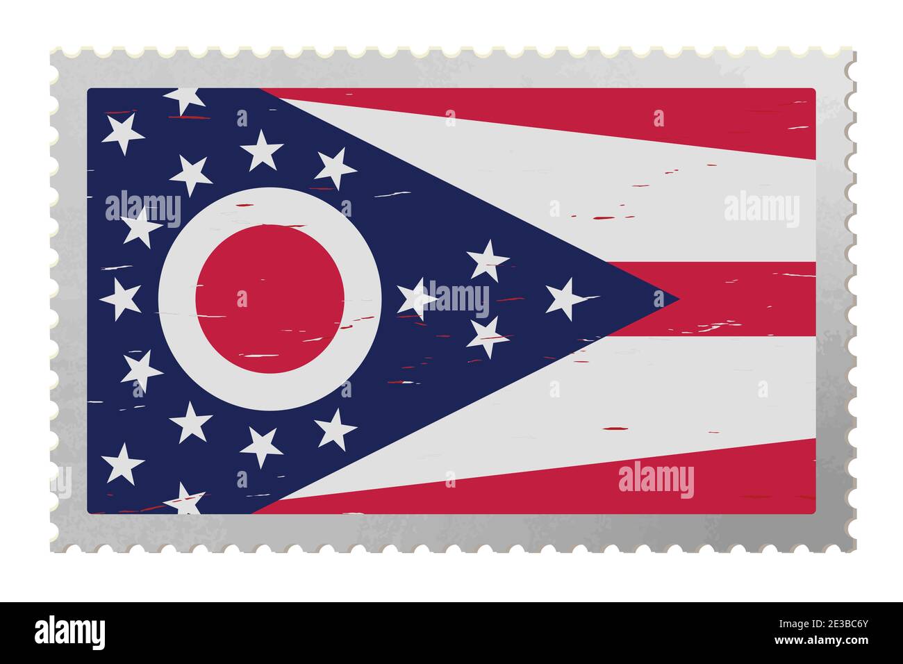 Drapeau Ohio USA sur l'ancien timbre-poste, vecteur Illustration de Vecteur