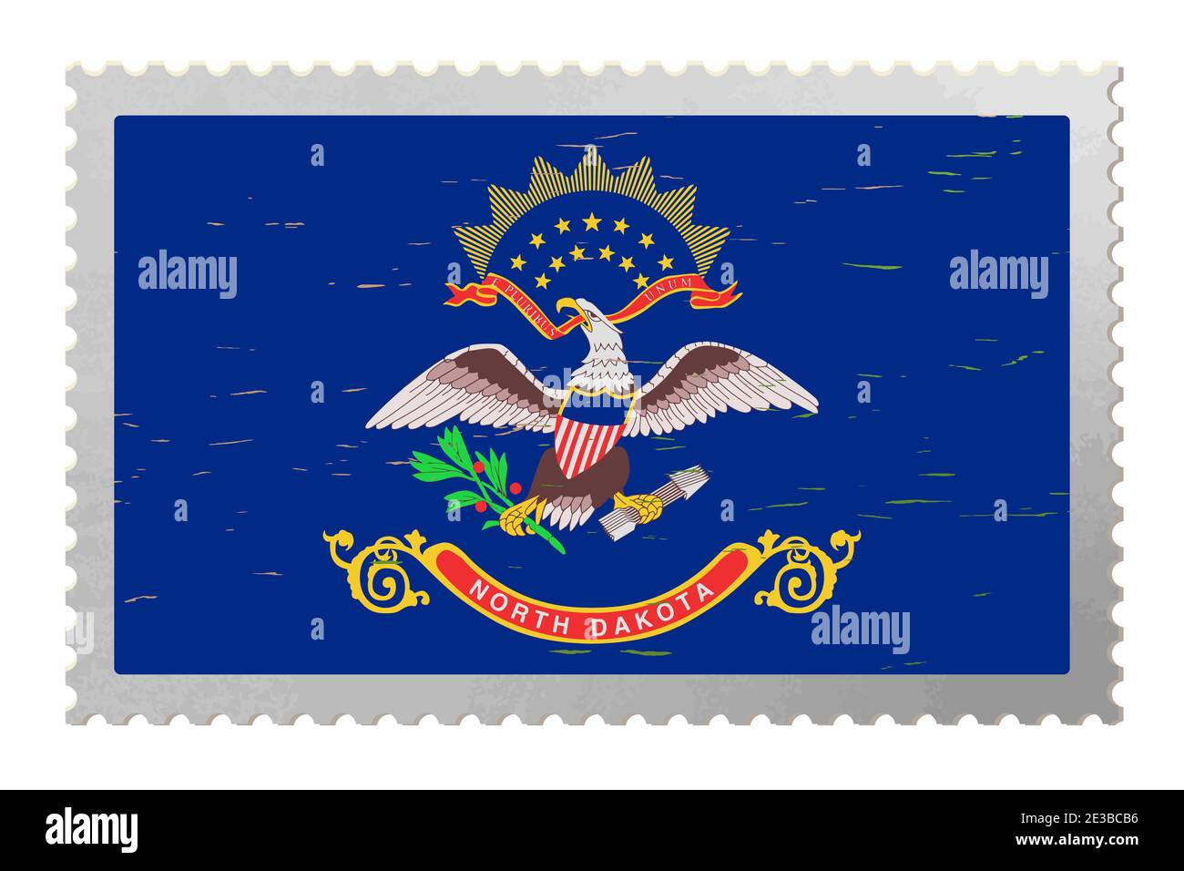 Drapeau des États-Unis du Dakota du Nord sur l'ancien timbre-poste, vecteur Illustration de Vecteur