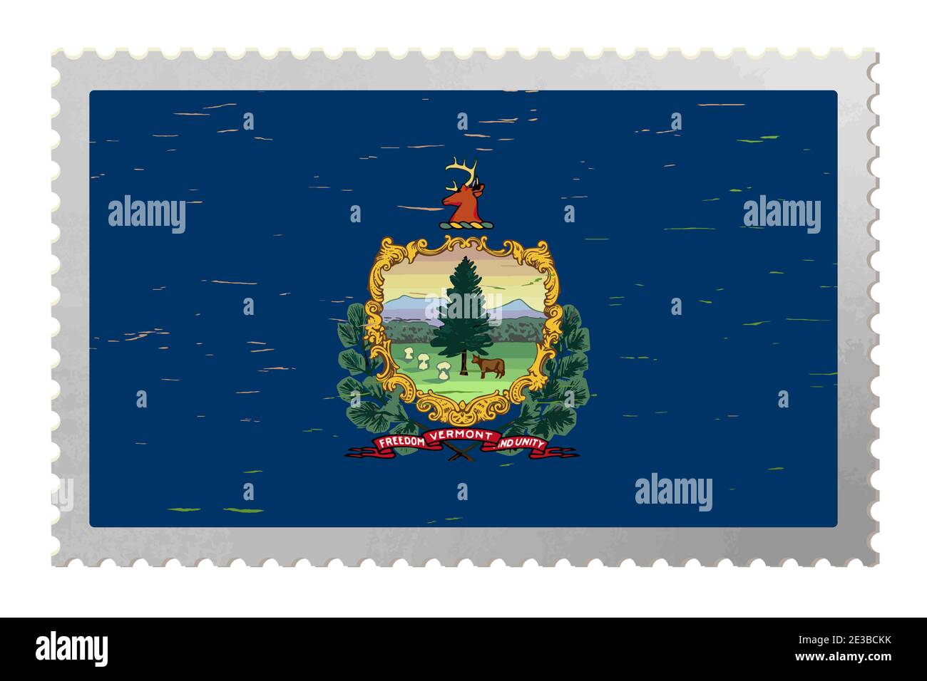 Drapeau des États-Unis du Vermont sur l'ancien timbre-poste, vecteur Illustration de Vecteur