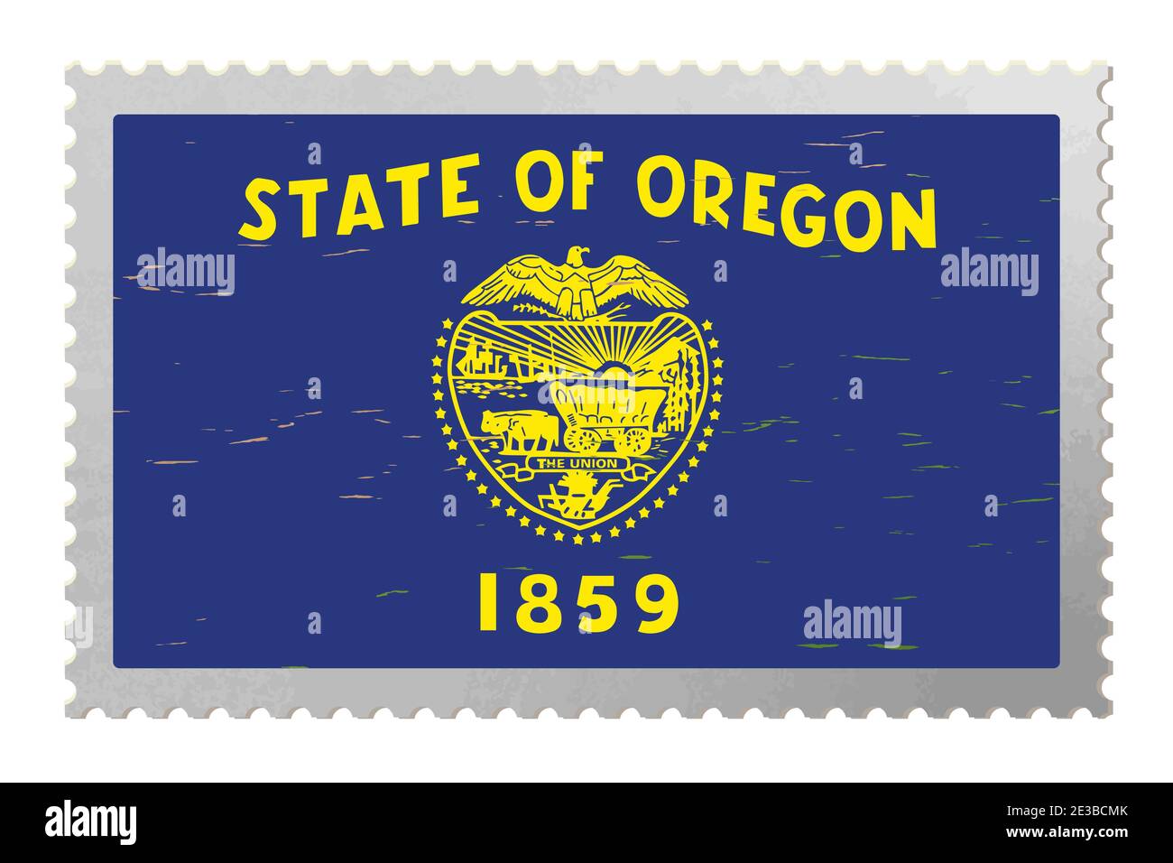 Drapeau des États-Unis de l'Oregon sur l'ancien timbre-poste, vecteur Illustration de Vecteur