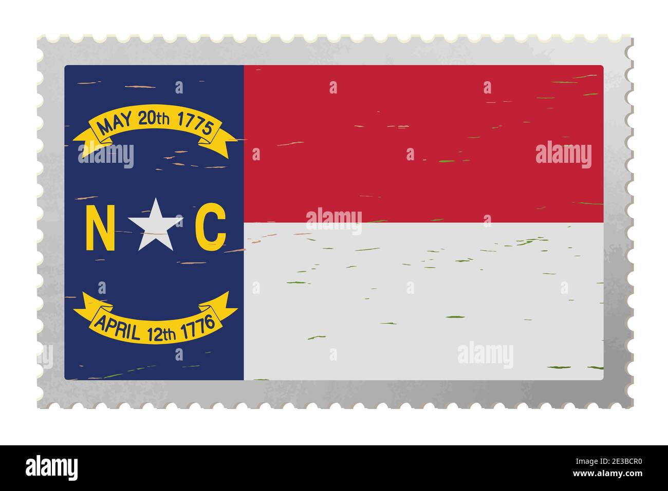 Drapeau des États-Unis de Caroline du Nord sur l'ancien timbre-poste, vecteur Illustration de Vecteur