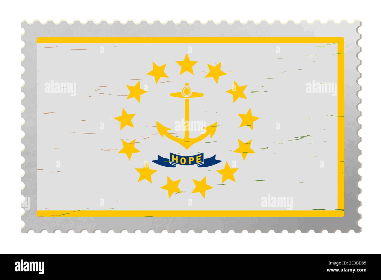 Drapeau de Rhode Island USA sur l'ancien timbre-poste, vecteur Illustration de Vecteur