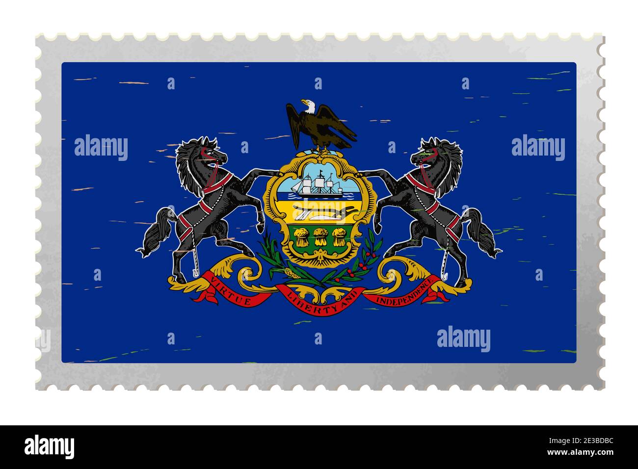Drapeau des États-Unis de Pennsylvanie sur l'ancien timbre-poste, vecteur Illustration de Vecteur