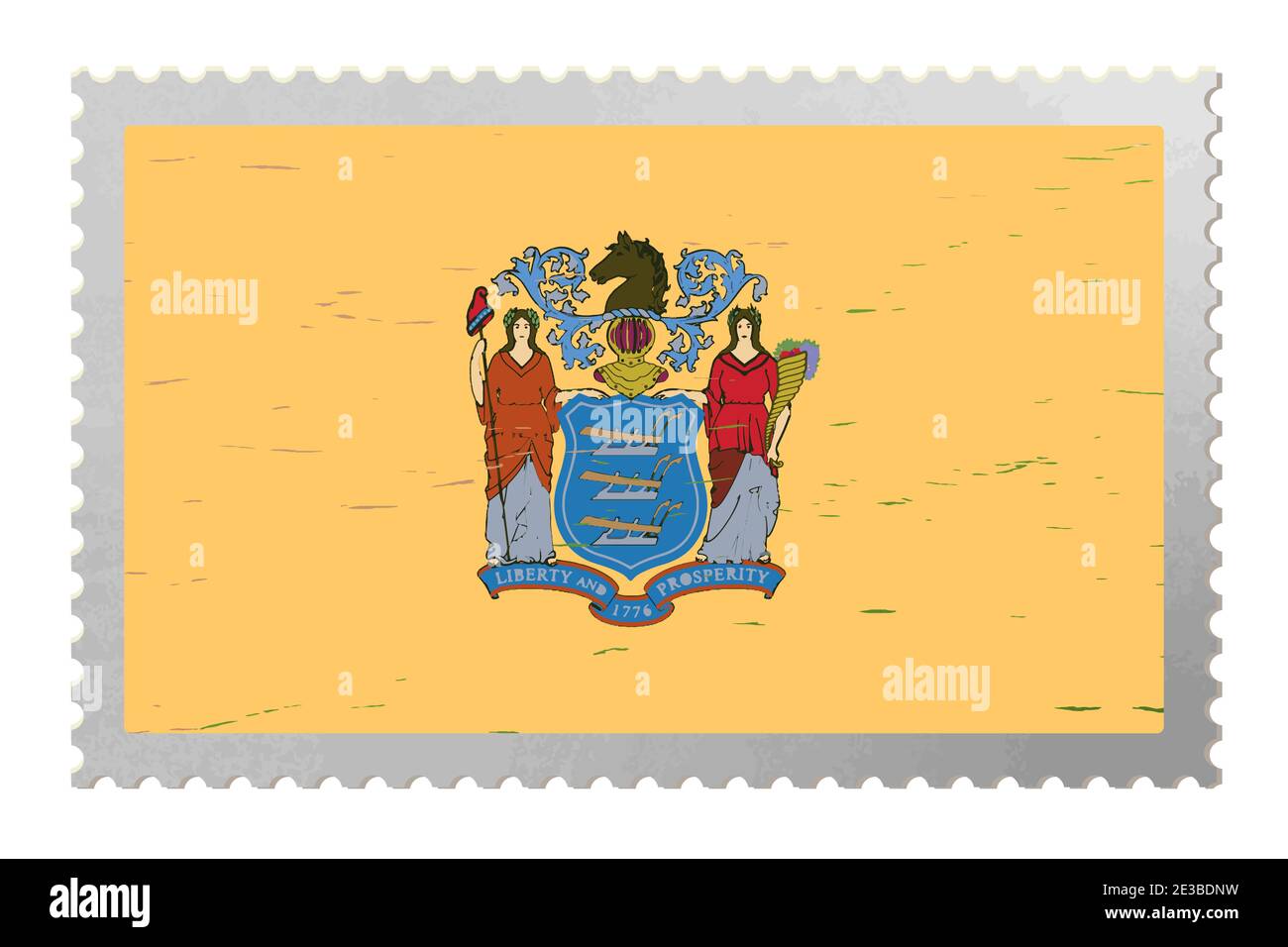 Drapeau des États-Unis du New Jersey sur l'ancien timbre-poste, vecteur Illustration de Vecteur