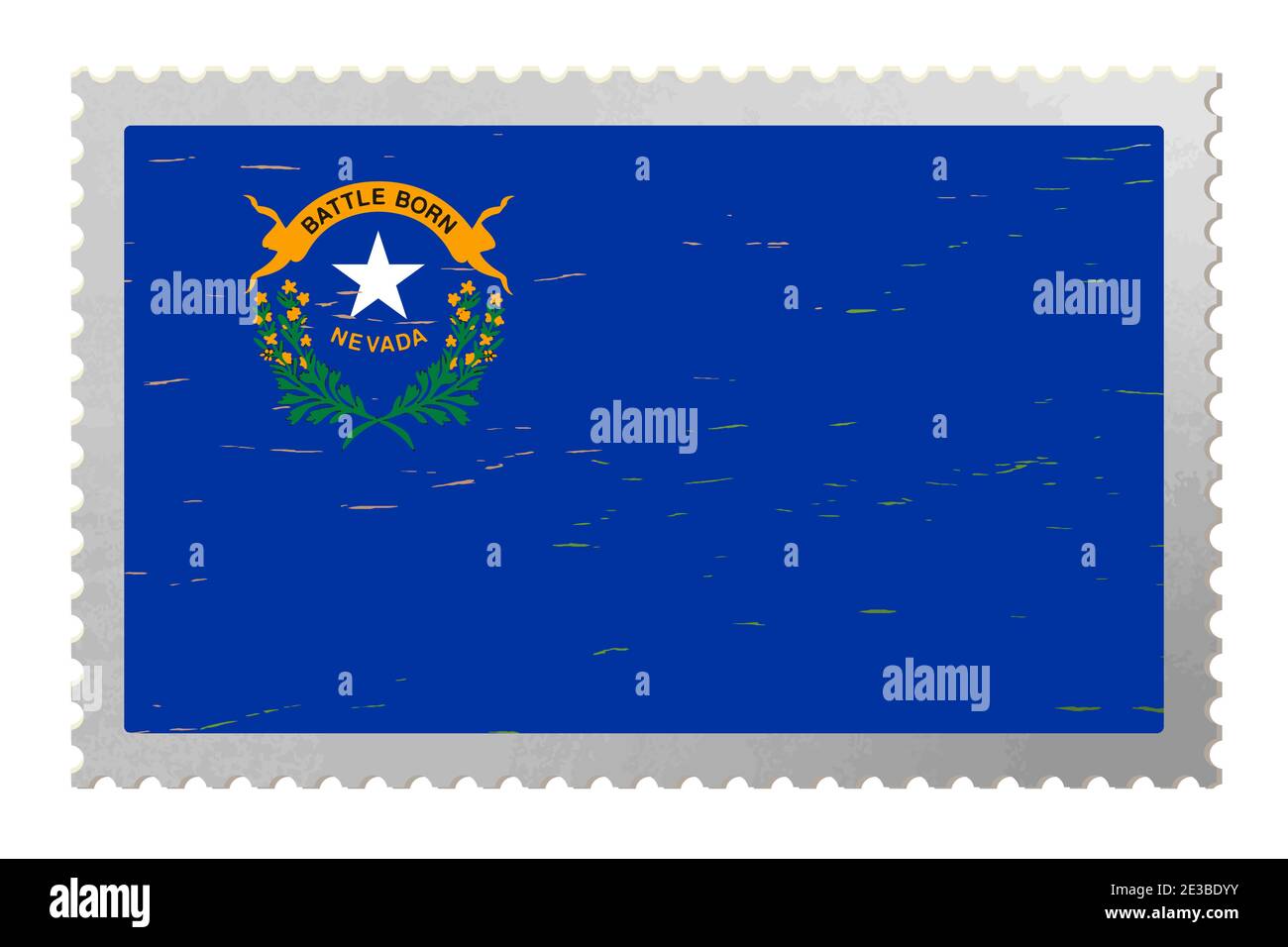 Drapeau des États-Unis du Nevada sur l'ancien timbre-poste, vecteur Illustration de Vecteur