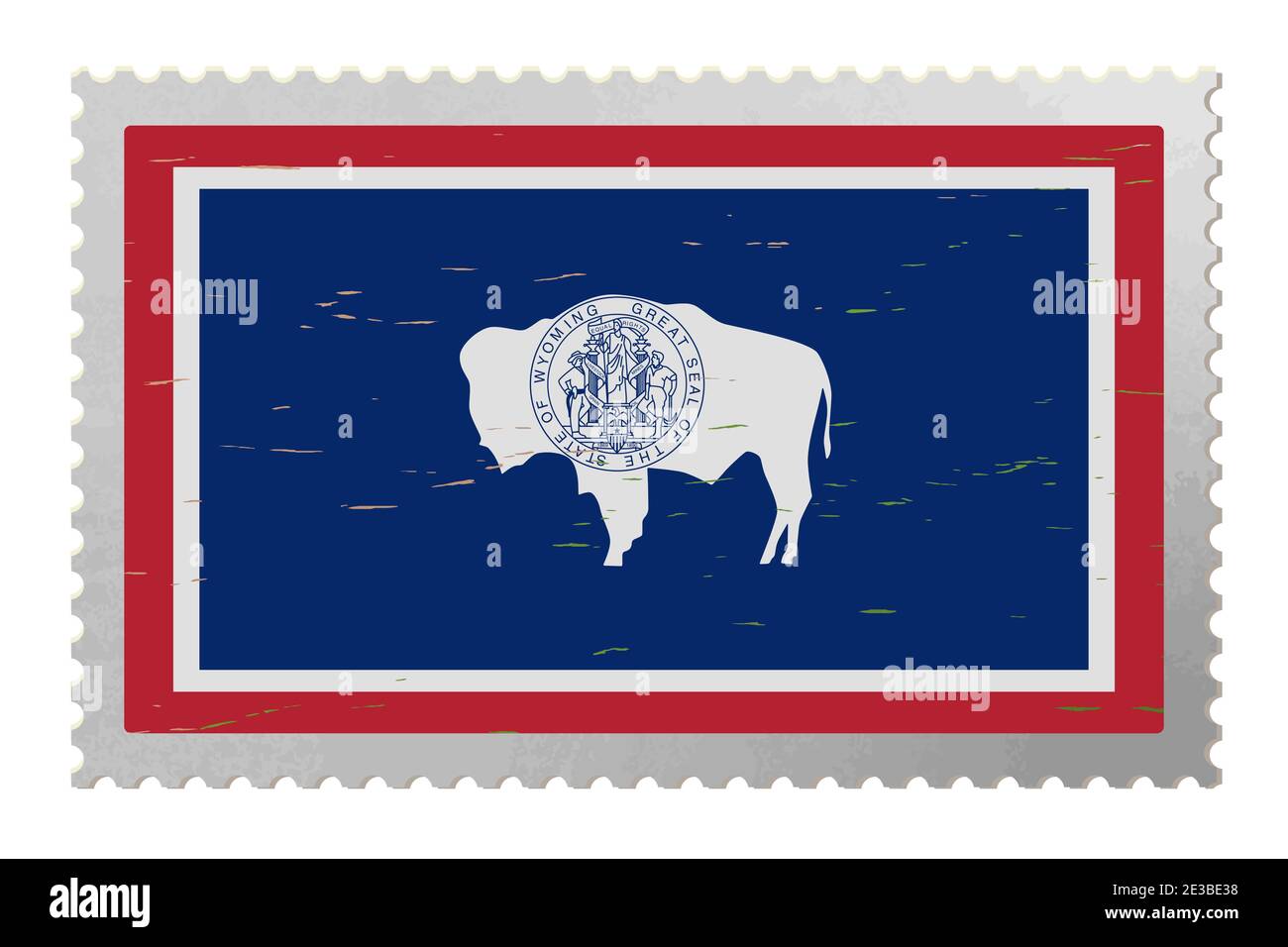 Drapeau des États-Unis du Wyoming sur l'ancien timbre-poste, vecteur Illustration de Vecteur
