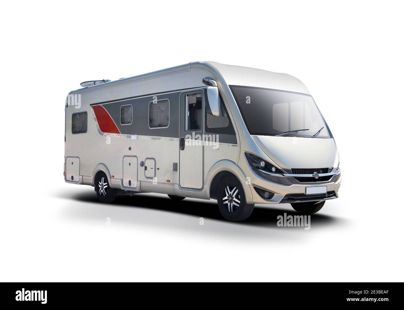 Vue latérale du camping-car allemand isolée sur fond blanc Banque D'Images