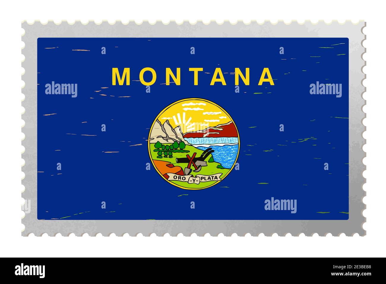 Drapeau Montana USA sur l'ancien timbre-poste, vecteur Illustration de Vecteur