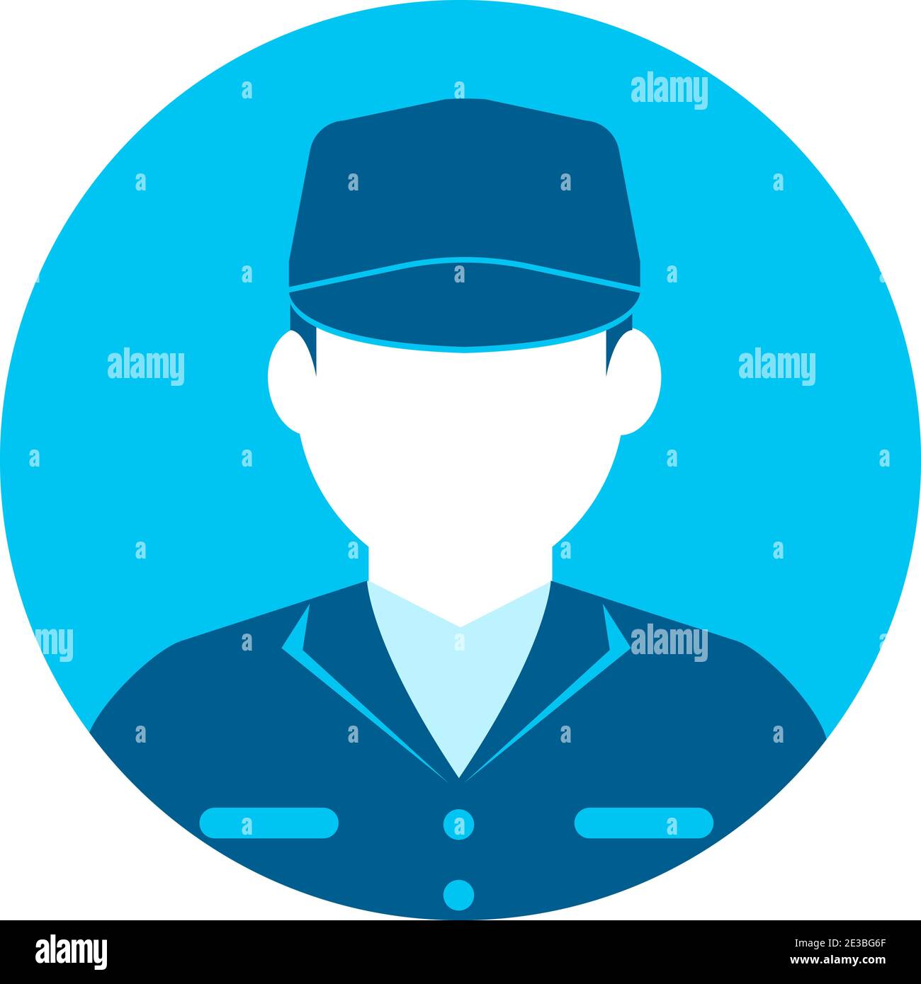 Illustration de l'icône représentant un employé circulaire (haut du corps) / employé de collier bleu, employé d'usine, concierge, agent d'entretien Illustration de Vecteur