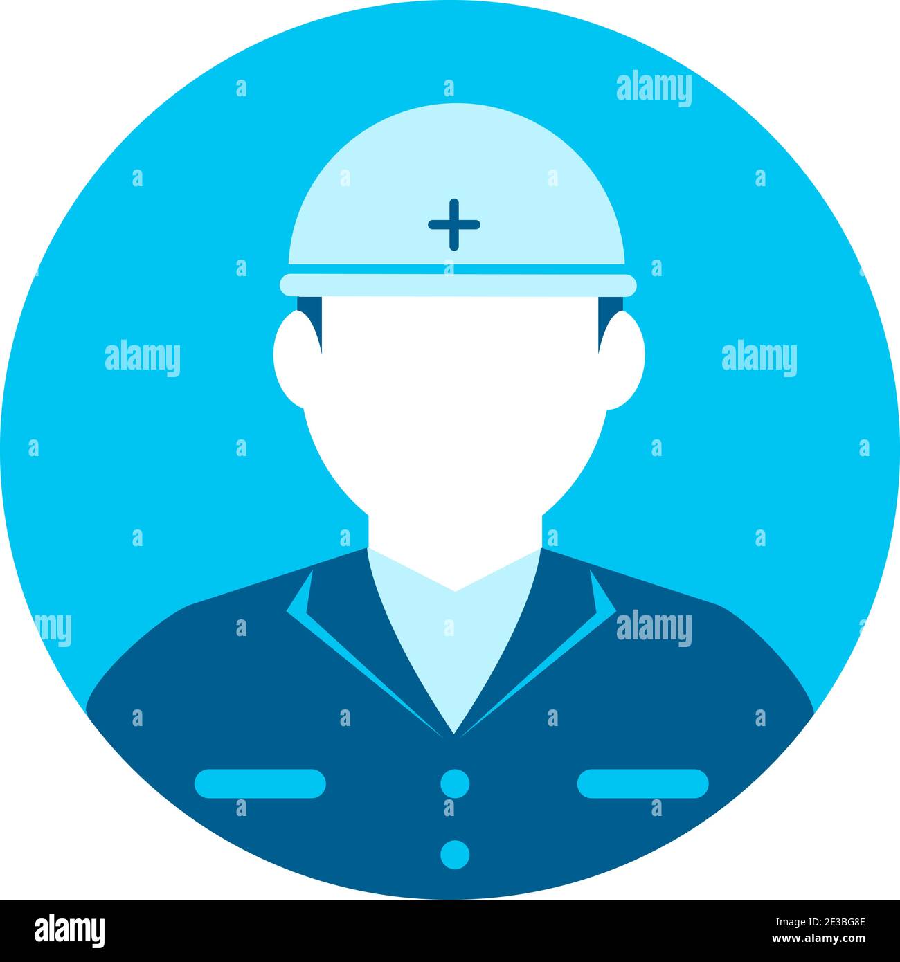 Illustration de l'icône représentant un employé circulaire (haut du corps) / ouvrier du col bleu, ouvrier de la construction Illustration de Vecteur